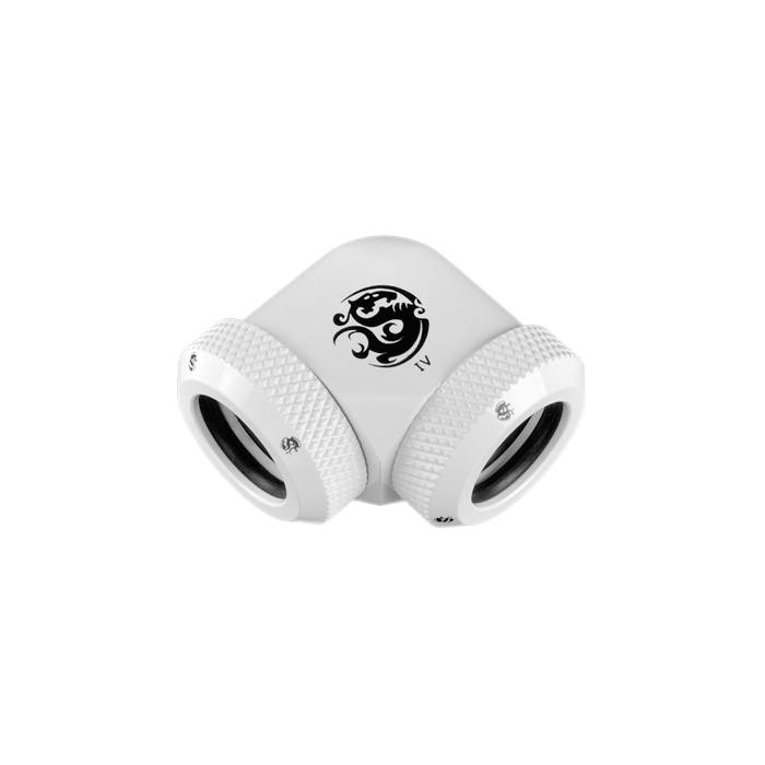 Bitspower 90 Degree Dual Multi Link Fitting for 12mm OD - Deluxe White - Perfect for Custom PC Water Cooling Loops & Hardline Tubing Systems