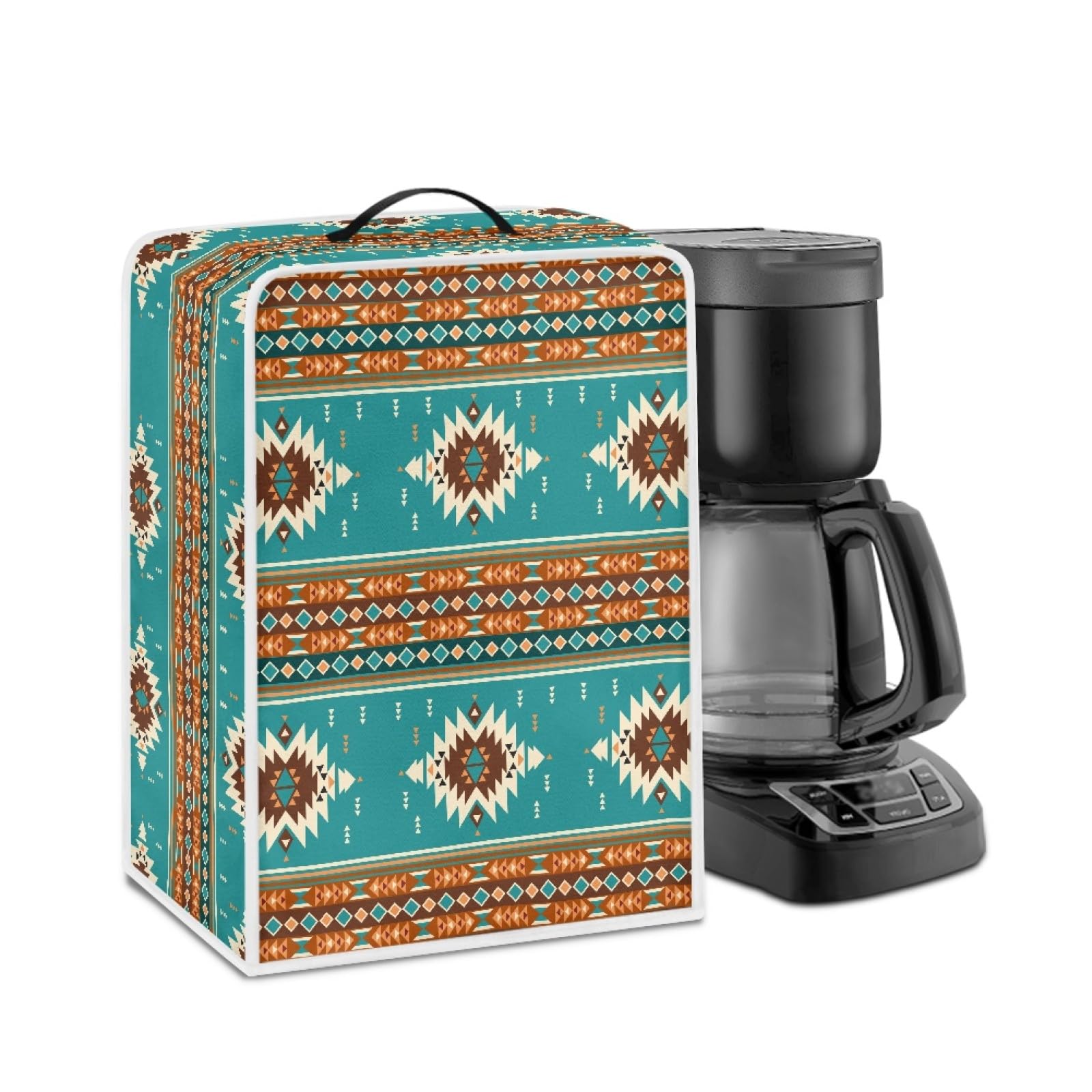GLENLCWE Navajo Style Coffee Machine Cover - Farmhouse Dust Protector, Washable Appliance Cover for Keurig & Nespresso - Perfect for Kitchen, Office & RV Use