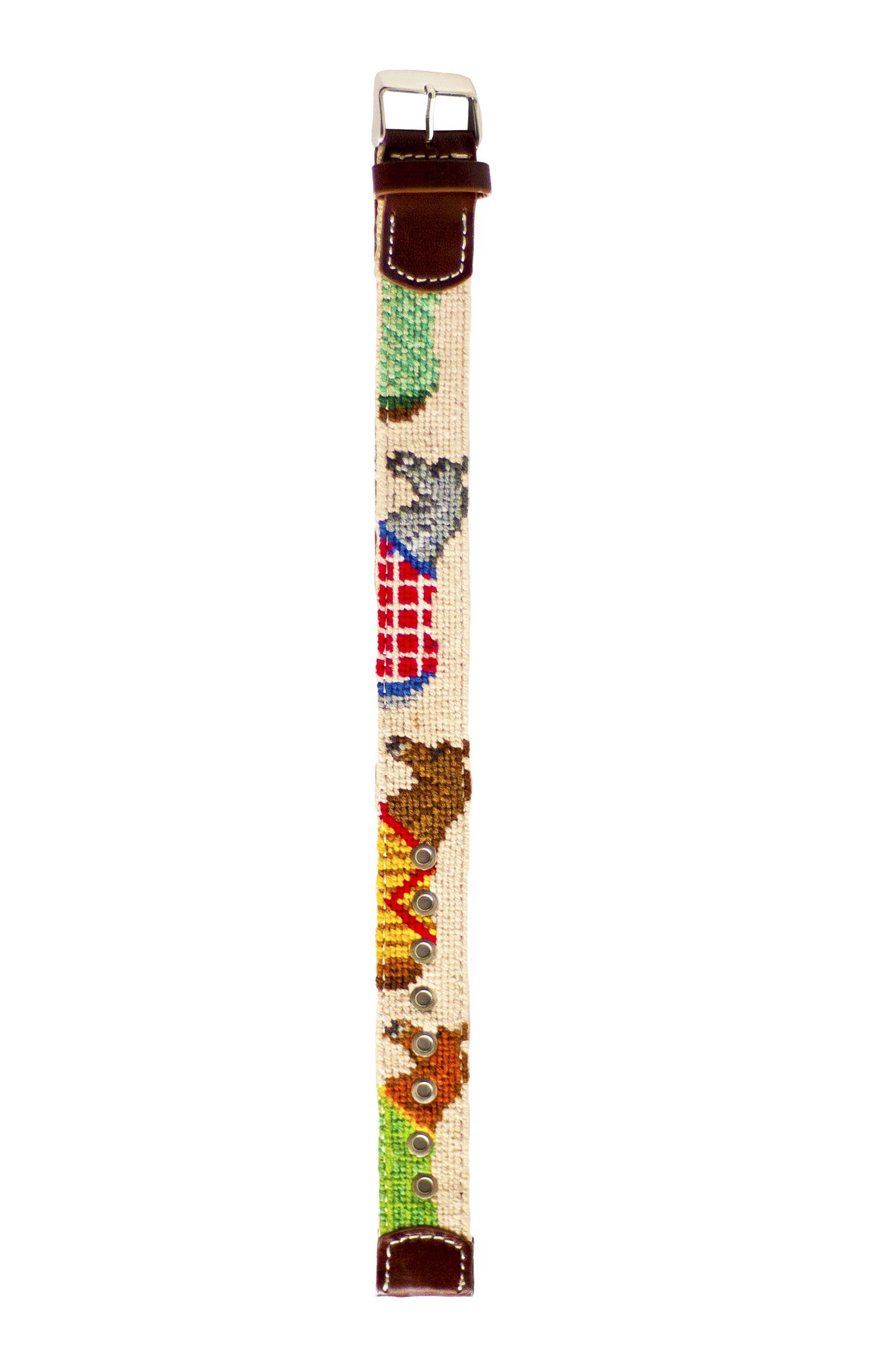 Equestrian Needlepoint Watch Band - Handmade Leather Watch Strap for Horse Lovers - Perfect for Riding, Dressage & Equestrian Events