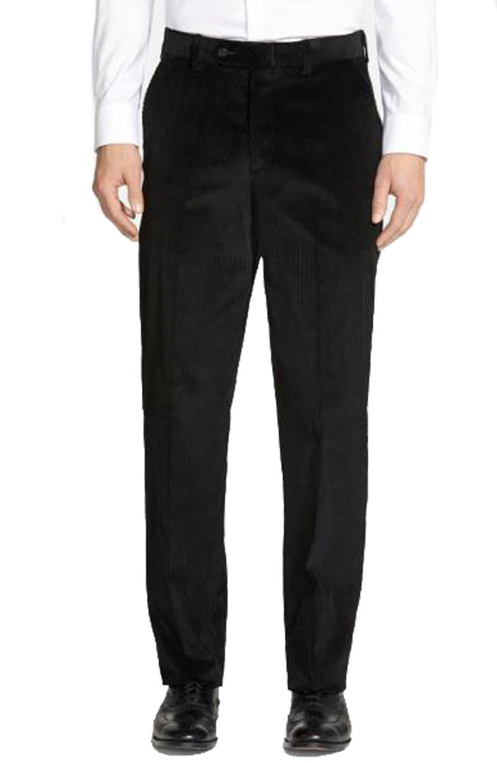 8 Wale Luxury Italian Corduroy Pants for Men - Flat Front Regular Rise Casual Trousers for Work, Office and Everyday Wear