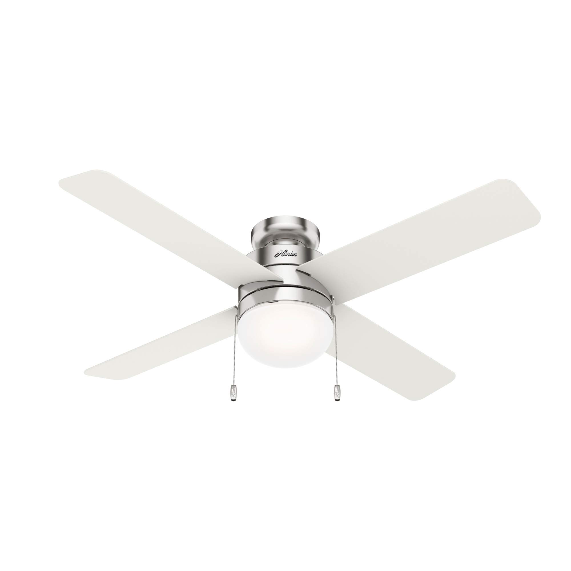 Hunter Timpani Indoor Low Profile Ceiling Fan with LED Light and Pull Chain Control - Perfect for Bedrooms, Living Rooms, and Home Offices