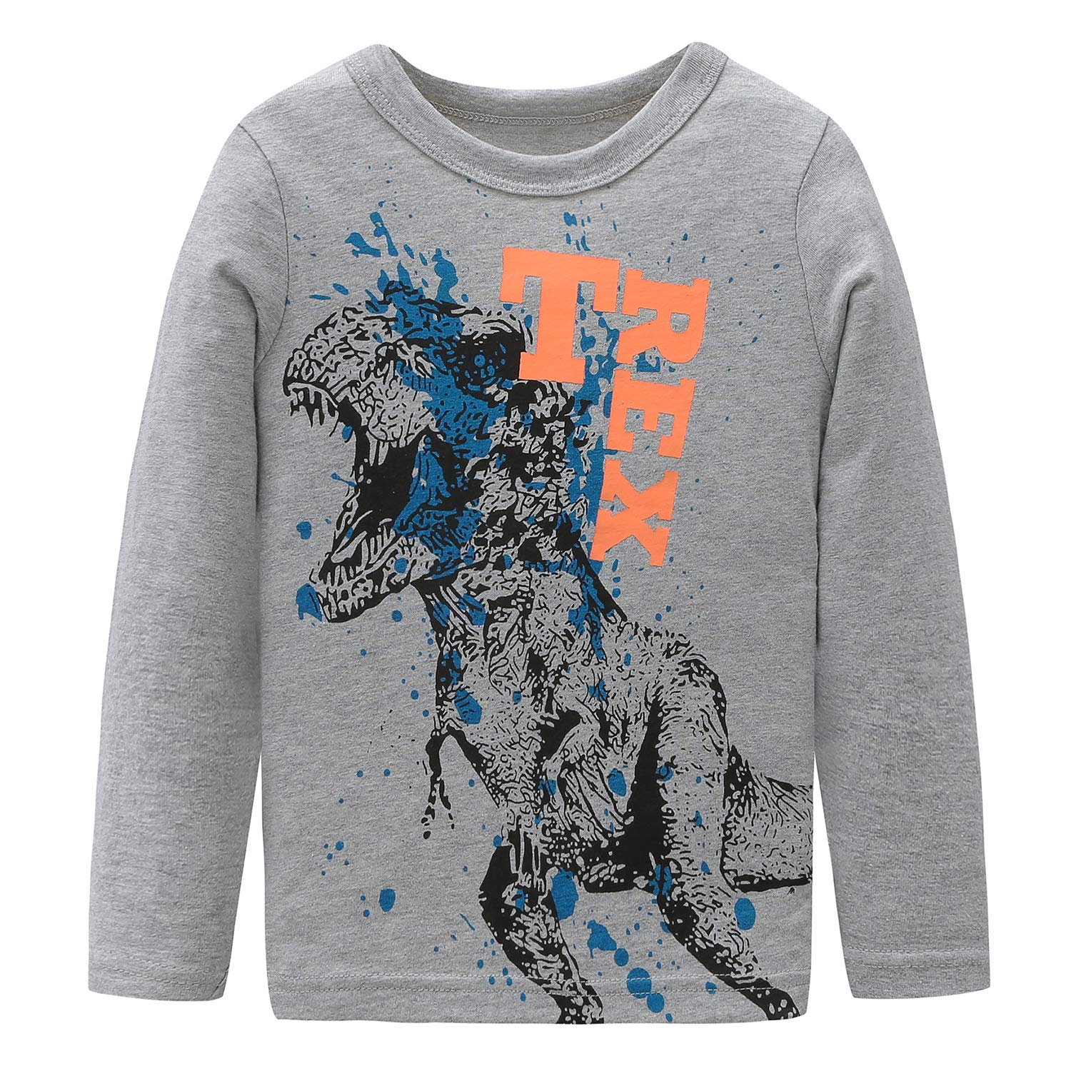 HowJoJo Boys Dinosaur T-Shirts - 100% Cotton Long Sleeve Graphic Tee for Kids | Dino Lovers Outfit for School, Playdates & Birthday Parties
