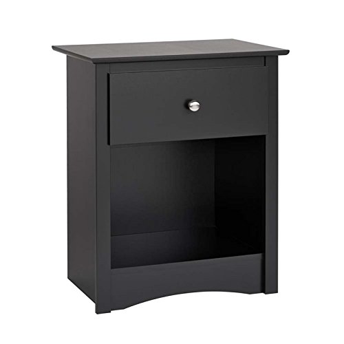 Prepac Sonoma Tall 1-Drawer Nightstand in Black - Modern Bedside Table for Bedroom, Living Room, or Guest Room Storage