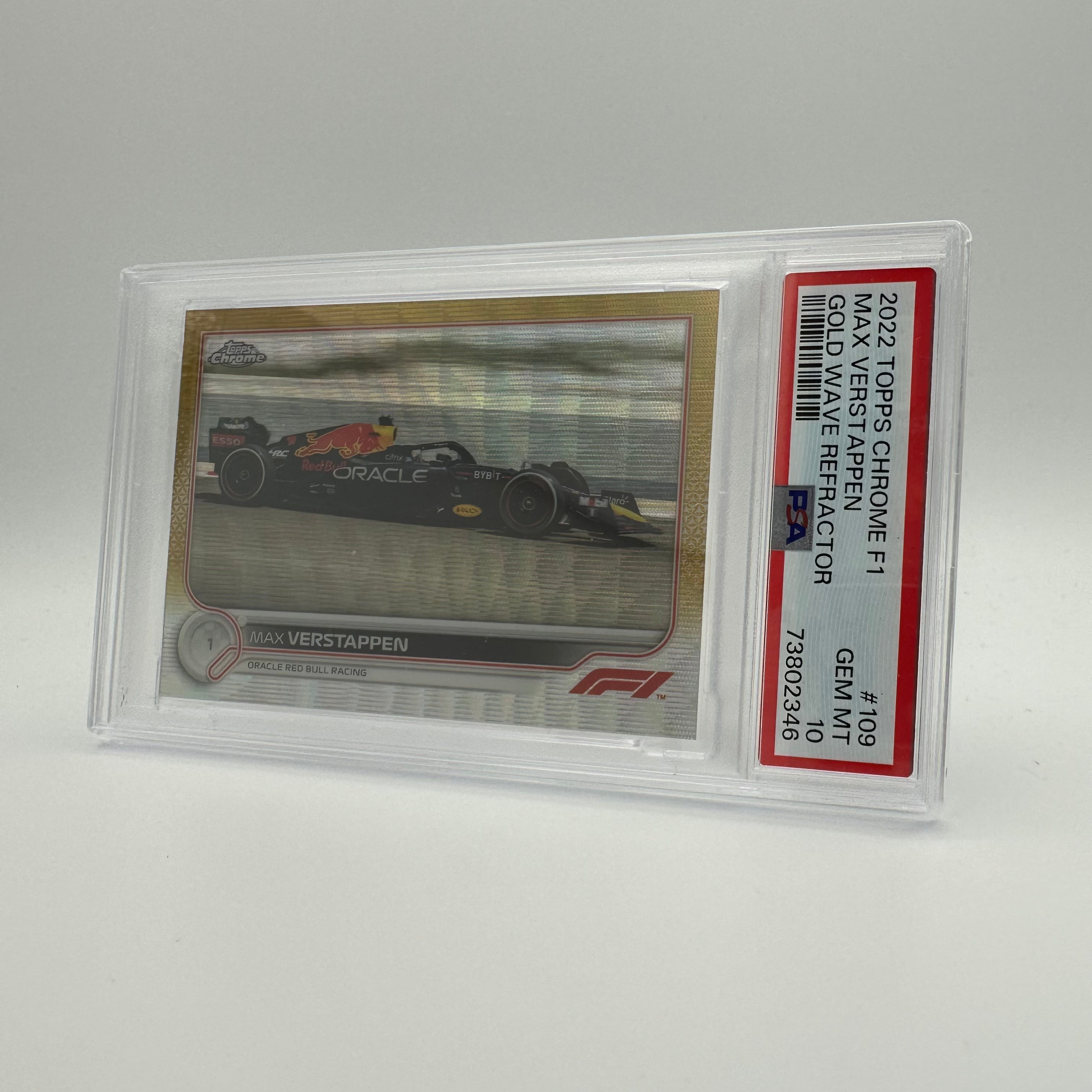 PSA 10 40/50 Max Verstappen #109 Gold Wave Refractor - Rare Trading Card for Collectors & F1 Fans - Perfect for Display, Investment & Sports Memorabilia Enthusiasts