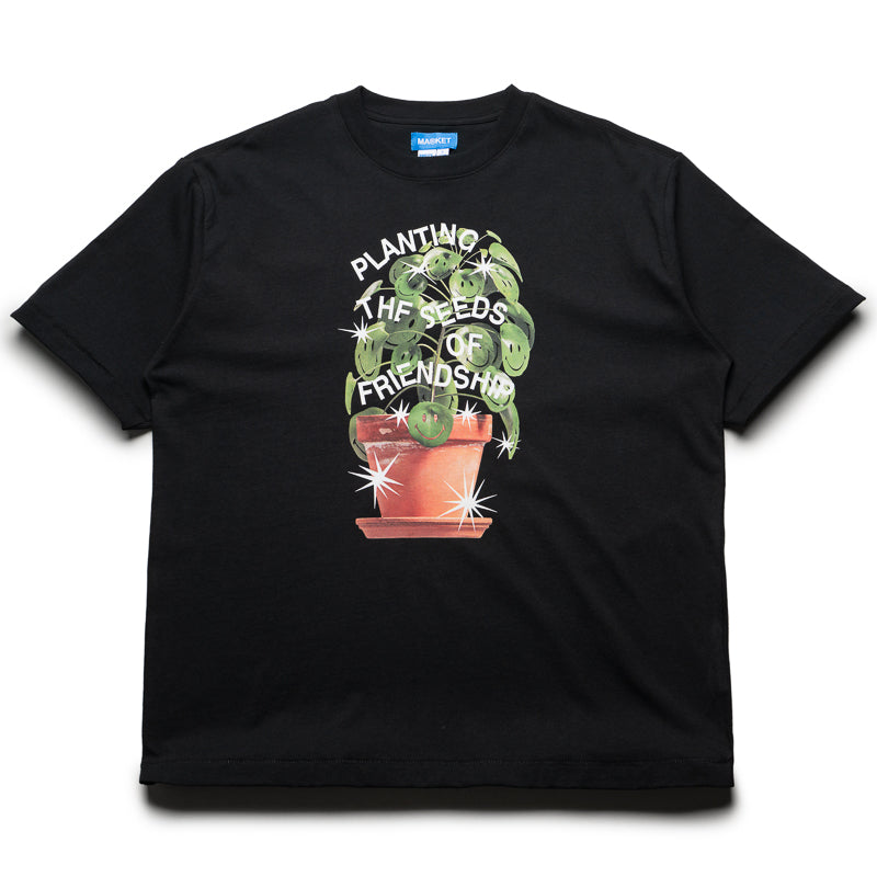 Market Smiley Seeds of Friendship T-Shirt - Black | Trendy Graphic Tee for Casual Wear & Friendship Gifts