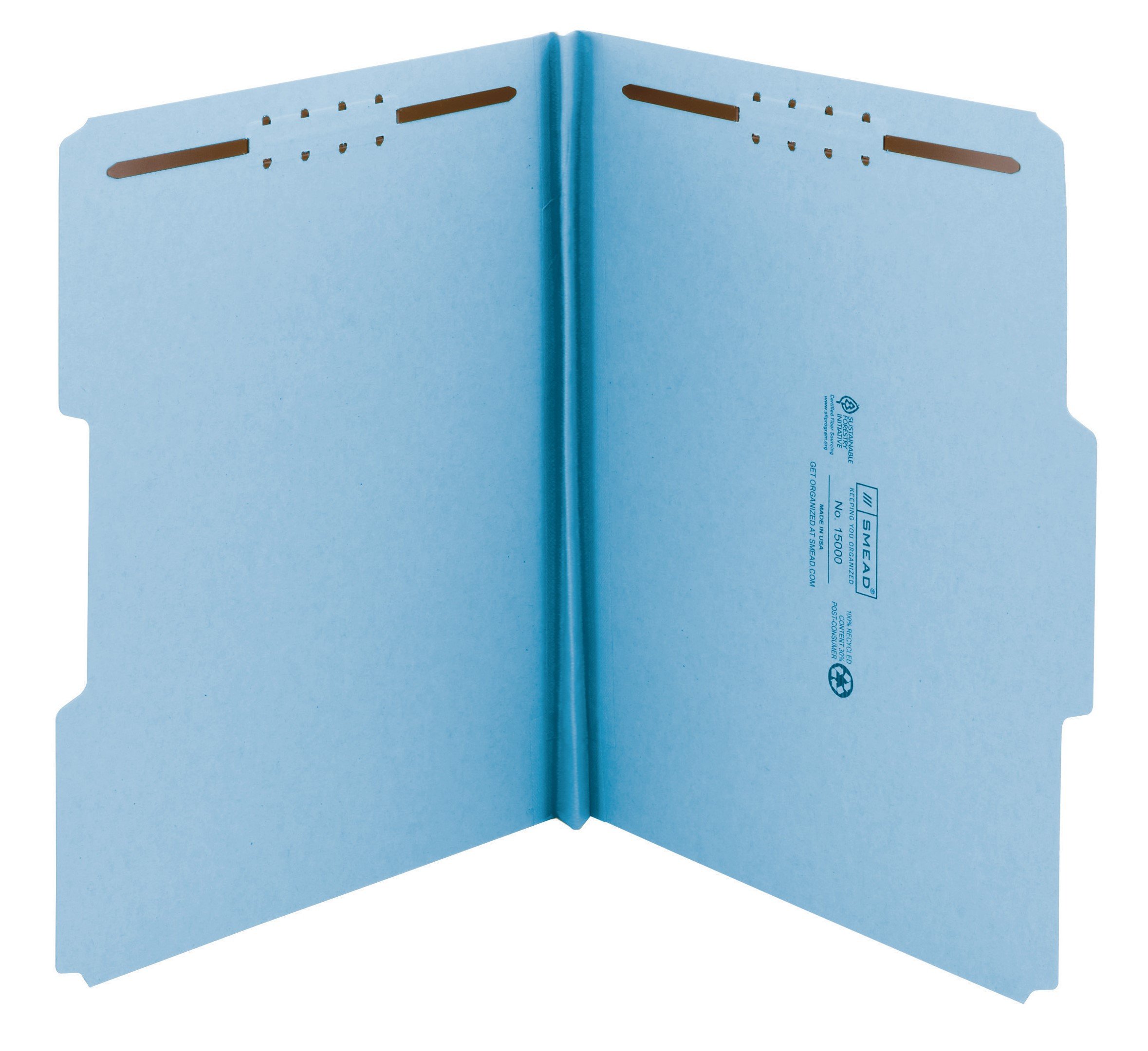 Smead 100% Recycled Pressboard Fastener File Folder - 2 Fasteners, 1/3-Cut Tab, 1