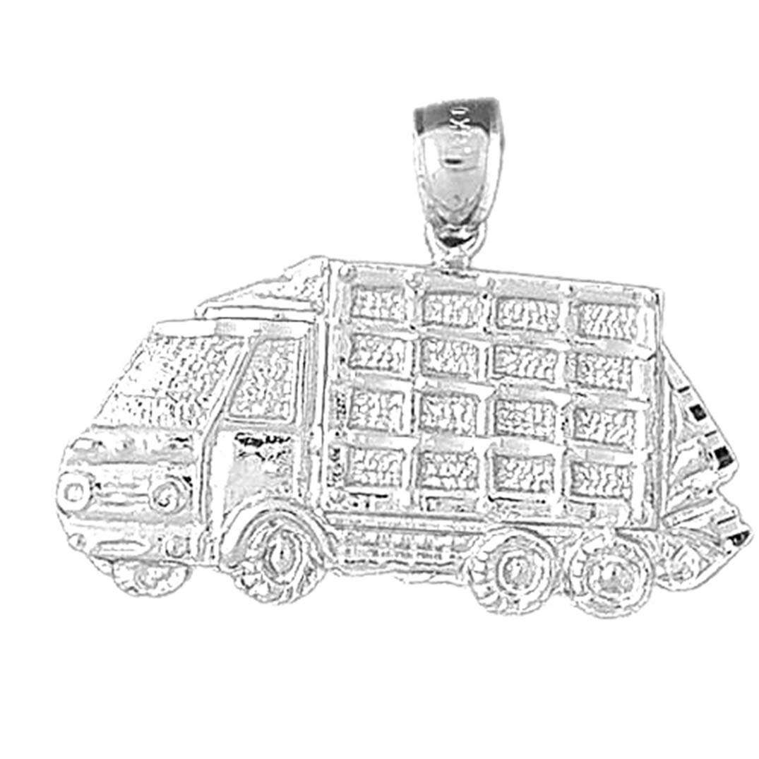 Sterling Silver 925 Dump Truck Pendant Necklace - 26mm Truck Charm Jewelry for Men & Women - Perfect for Construction Workers, Truck Lovers & Gift Giving