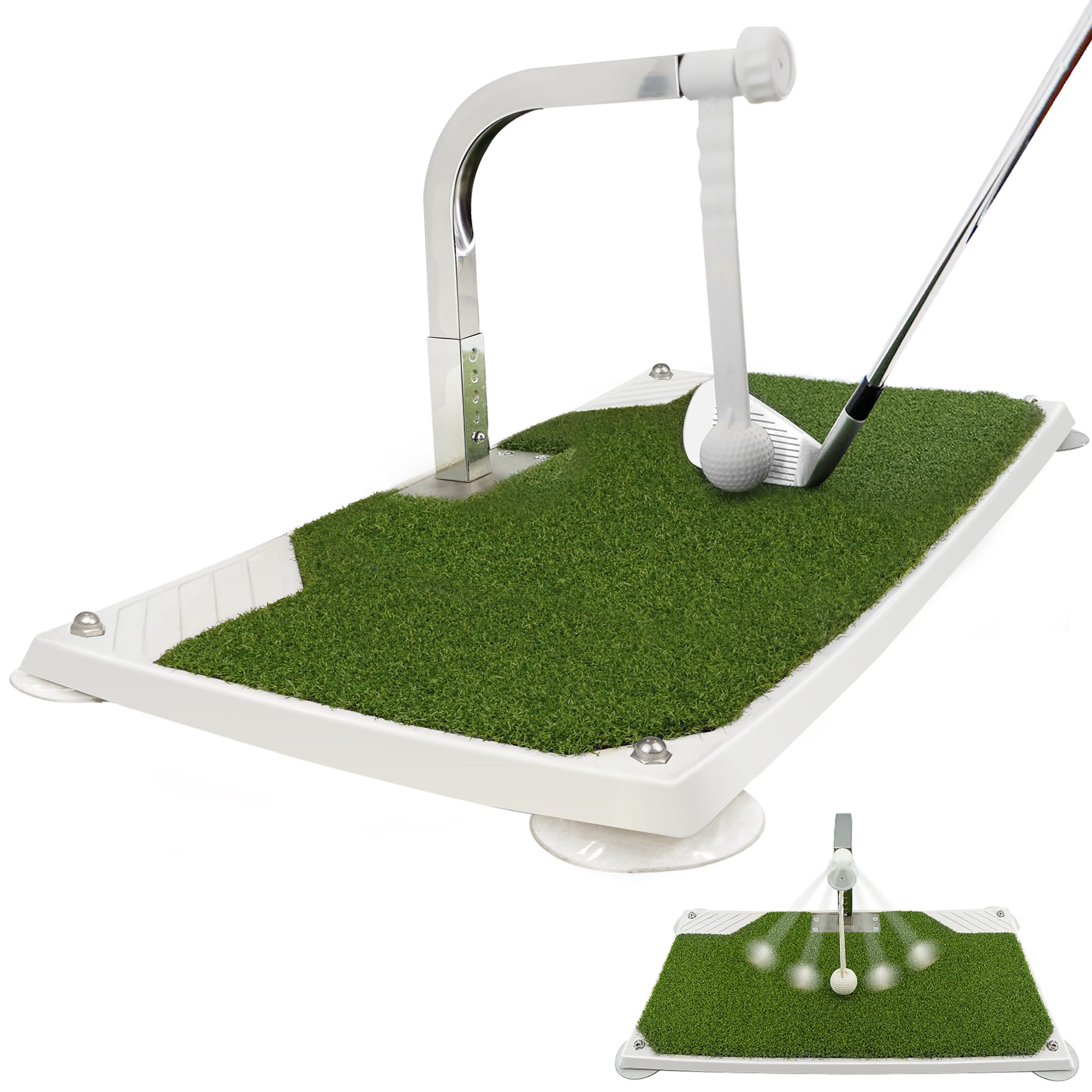 Golf Swing Trainer - Adjustable Height Golf Training Aid with 5 Settings - Home & Indoor Iron/Club Practice Simulator - Portable Golf Mat for True Impact Practice | Perfect for Backyard, Garage & Indoor Golf Drills