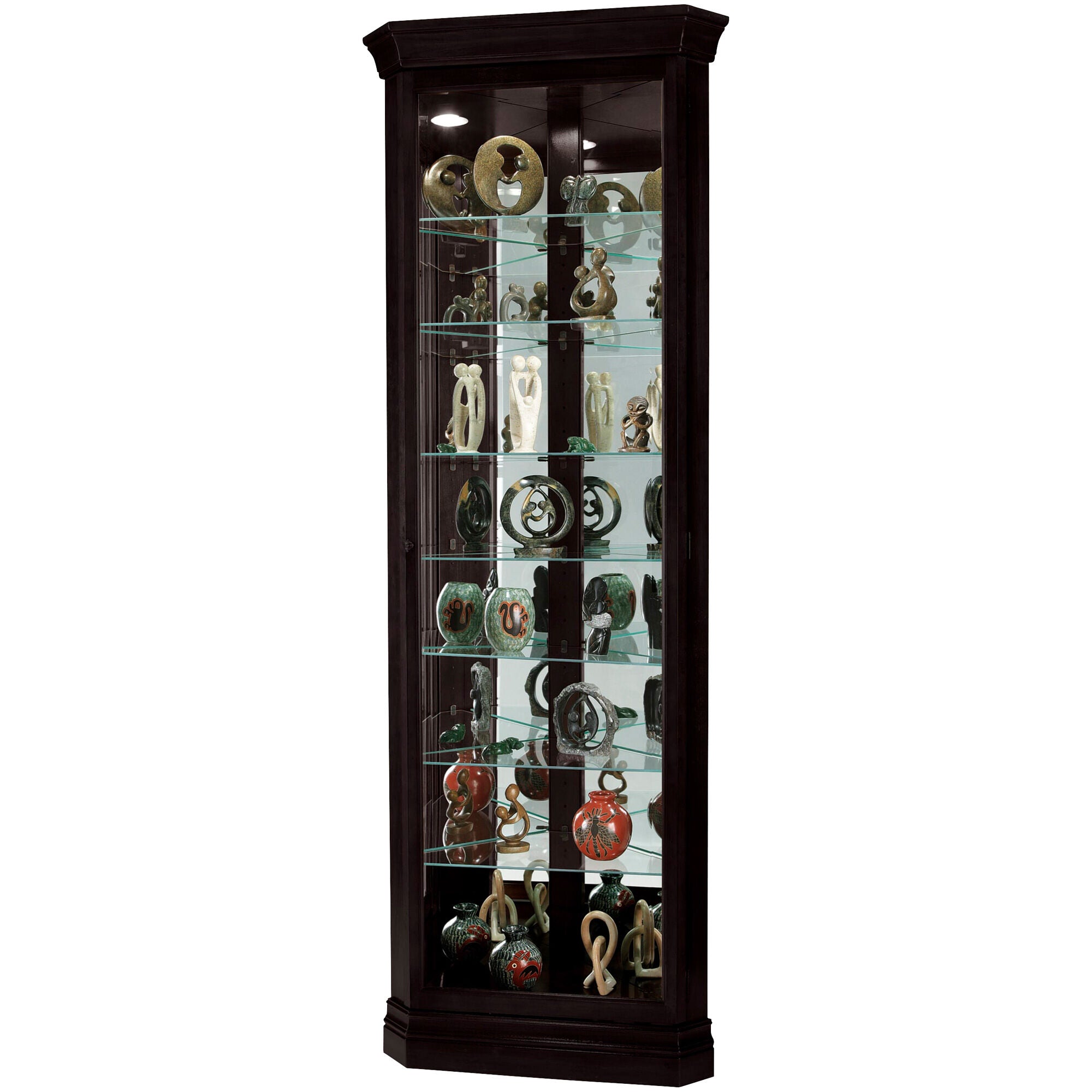 Duane Corner Curio Cabinet - Elegant Glass Display Case for Collectibles & Home Decor - Perfect for Living Room, Dining Room, or Office Display