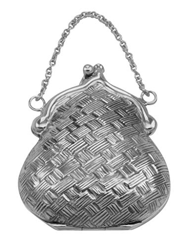 Vintage Sterling Silver Basketweave Purse Pill Box - Elegant Antique Style Compact Case for Medication, Jewelry & Keepsakes | Perfect Gift for Women, Travel Essentials & Daily Organizer