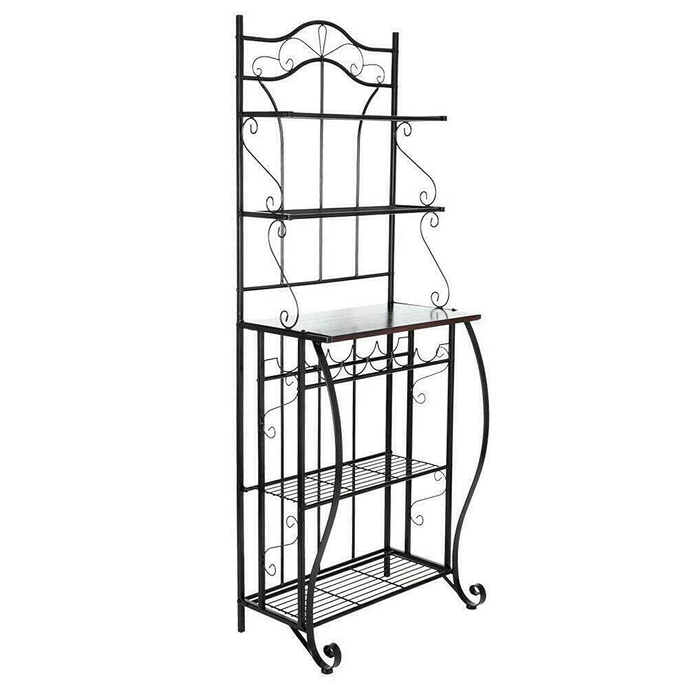 5-Tier Metal Kitchen Baker's Rack with Microwave Stand - Heavy Duty Storage Shelf for Kitchen Organization, Spice Rack, Pantry & Small Appliances - Perfect for Small Kitchens, Apartments & Cooking Workstations