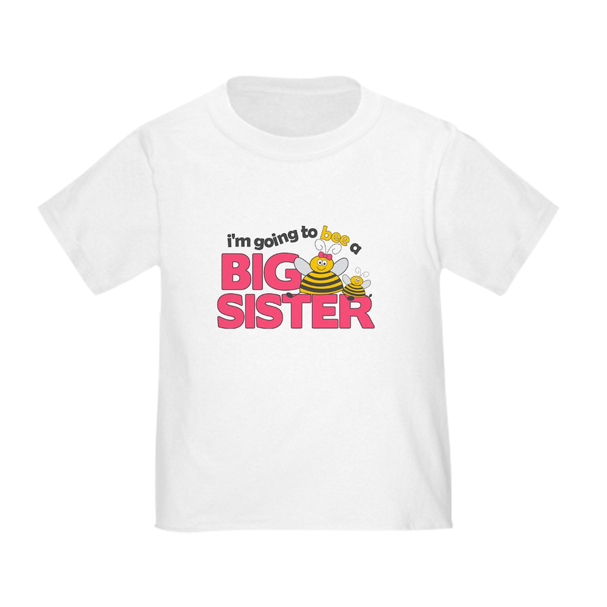 Bee Themed Big Sister Toddler T-Shirt - 100% Cotton Cute Graphic Tee for Baby Girls | Perfect for Sibling Announcement & Family Photoshoots