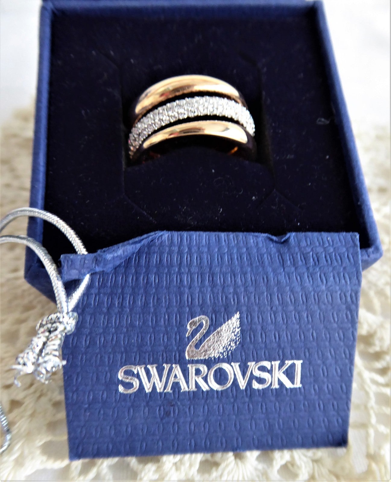 Swarovski Exact Ring Entwined CZ & Rose Gold Plated Stackable Rings Set with Original Box - Perfect for Weddings, Anniversaries & Special Occasions