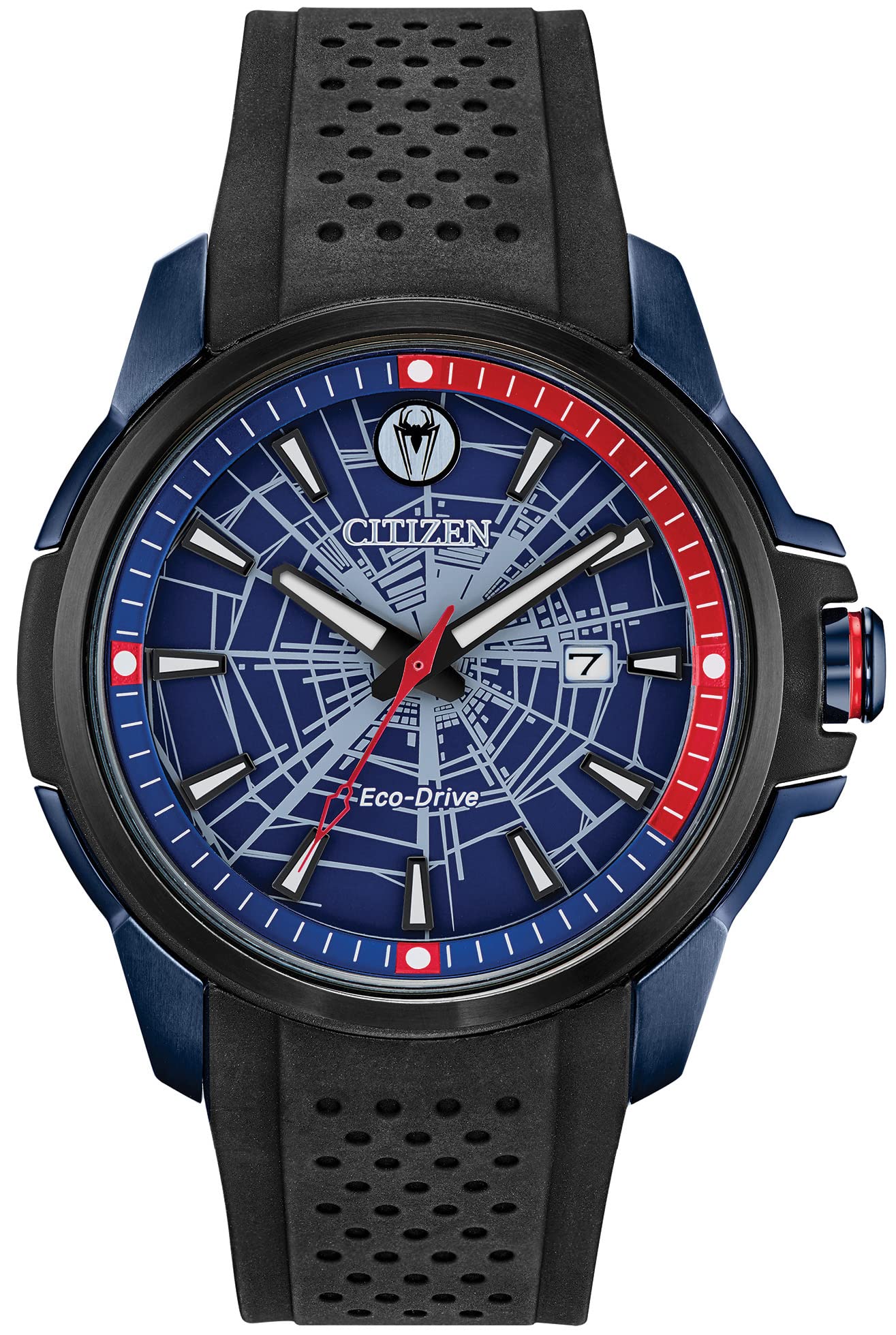 Citizen Eco-Drive Men's Marvel Spider-Man Blue Dial Stainless Steel Watch AW1156-01W - Perfect for Superhero Fans, Collectors & Everyday Wear