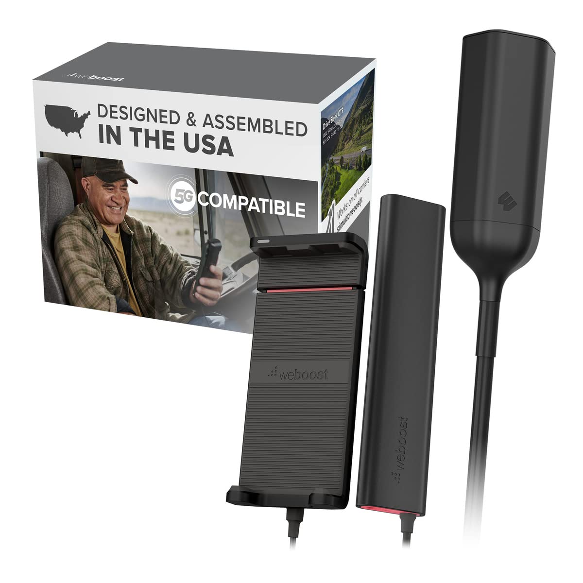 weBoost Drive Sleek OTR - Cell Phone Signal Booster for Trucks | 5G & 4G LTE Signal Amplifier for Verizon, AT&T, T-Mobile | FCC Approved | Made in USA | Ideal for Long-Haul Trucking & Remote Work (Renewed Model 470235)