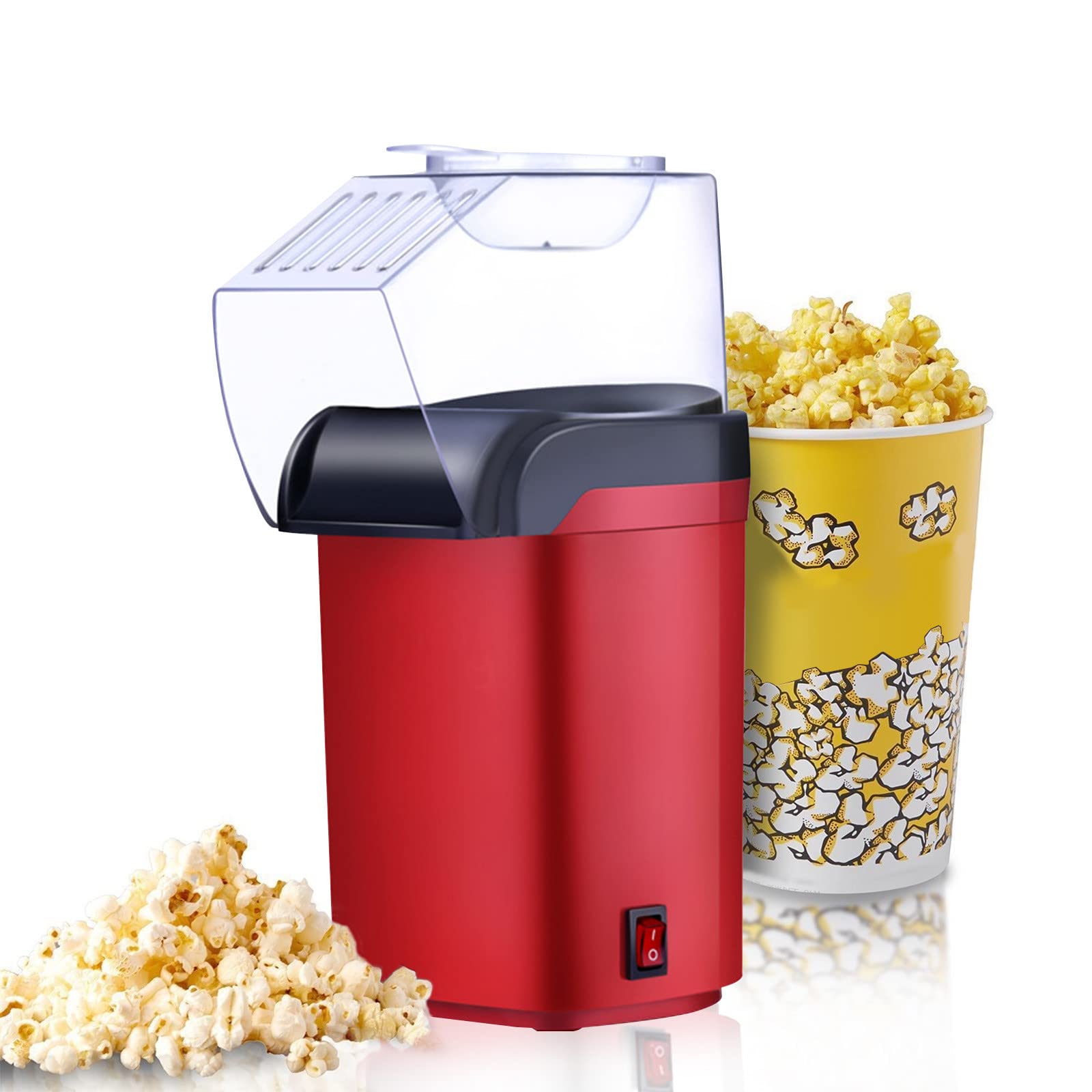Electric Hot Air Popcorn Maker - Oil Free Healthy Snack Machine with Measuring Cup - Fast Popping for Movie Nights, Home Theater, Parties & Gifts - Black (Wuztai)