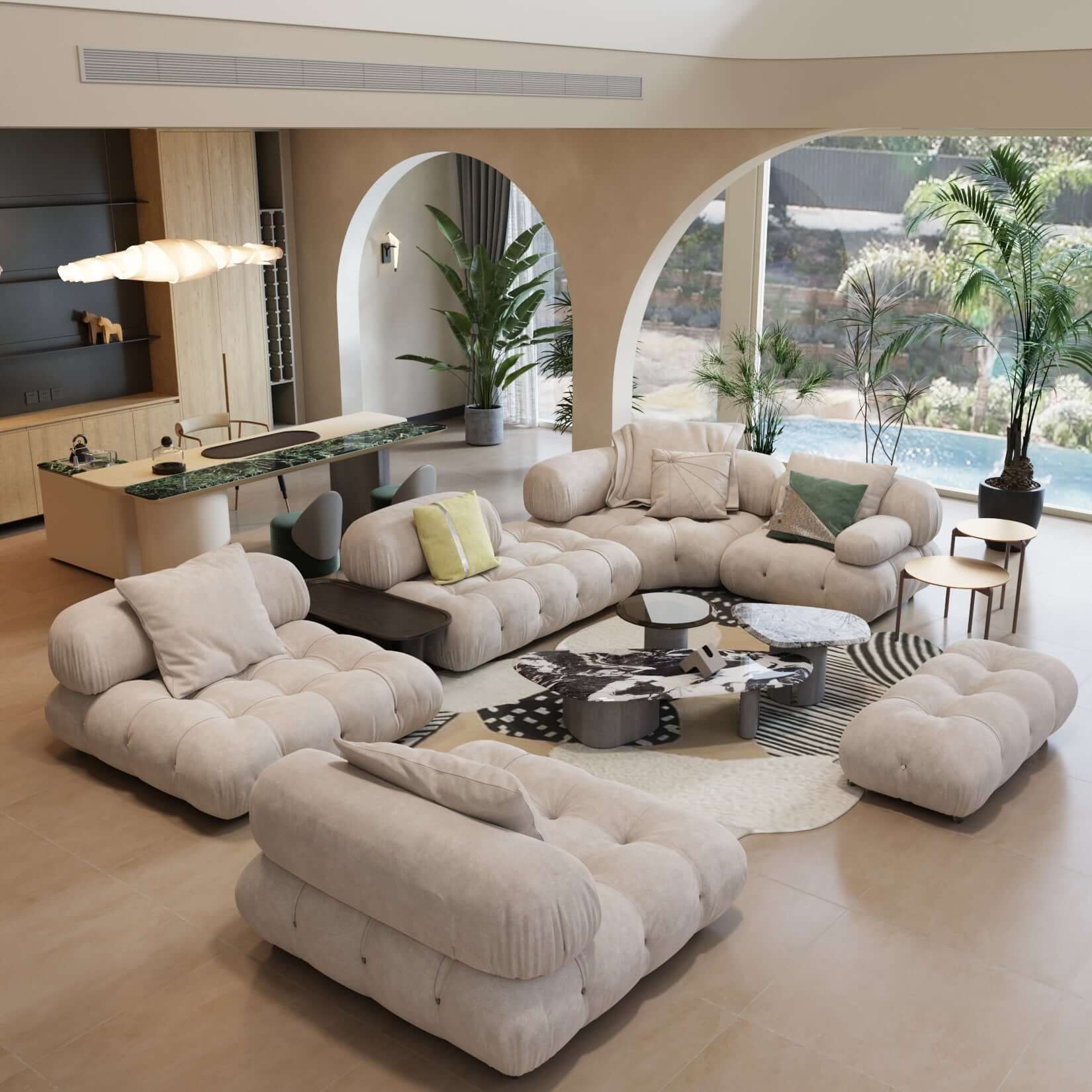 Luxury Modern Modular Sectional Sofa - Custom Fabric Options for Living Room, Lounge & Home Theater - Comfortable & Stylish Sofa Set for Family Gatherings & Entertainment