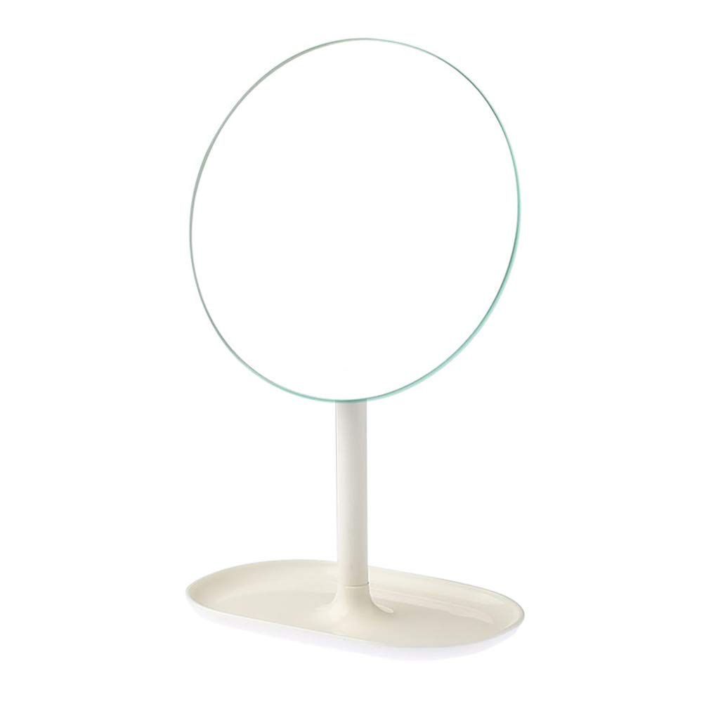 Rotatable HD Makeup Mirror with LED Lights - Portable Desktop Vanity Mirror for Dorm, Bedroom & Travel - White & Green Princess Style Cosmetic Mirror for Girls & Students - Perfect for Makeup Application, Skincare & Dressing Table