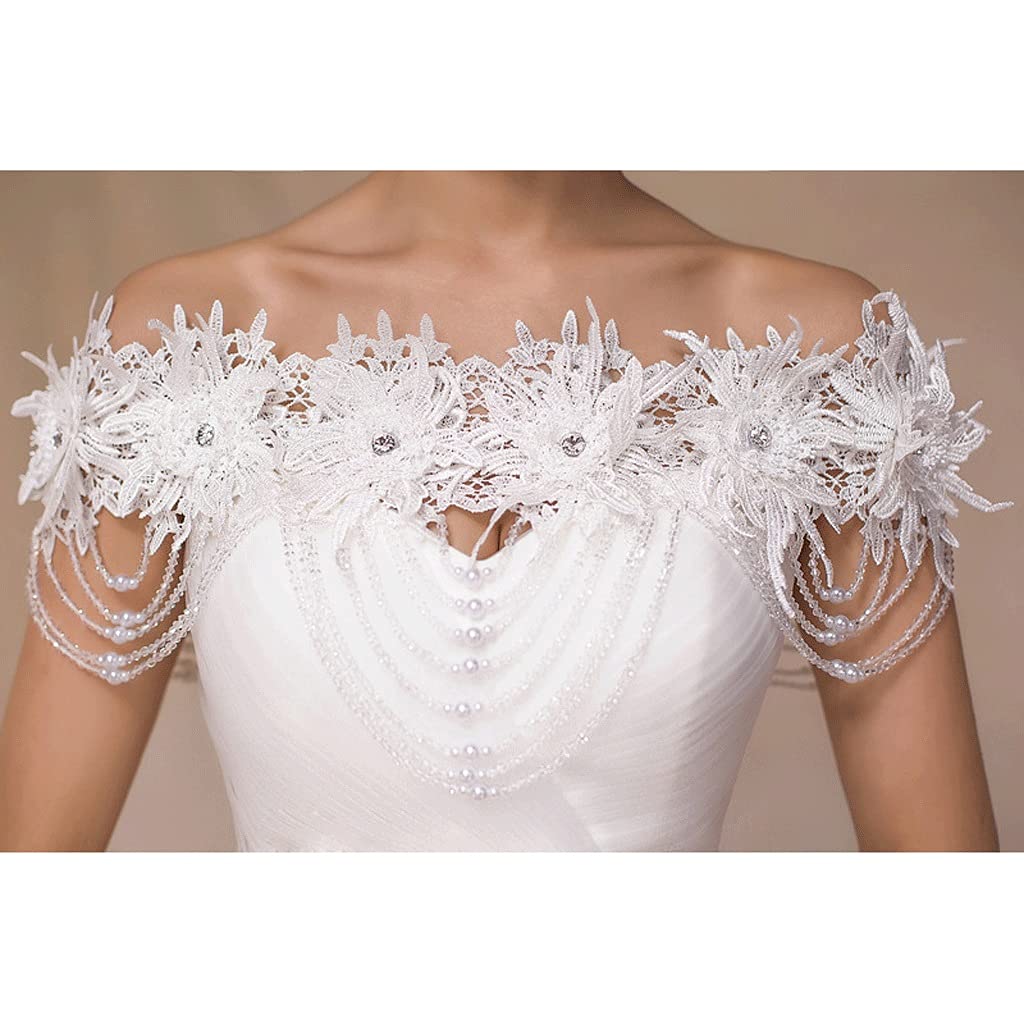 Elegant TWDYC Fashion Jewelry - Pearl & Crystal Lace Collar Necklace with Floral Design for Women | Perfect for Weddings, Bridal Accessories, Evening Dresses and Special Occasions