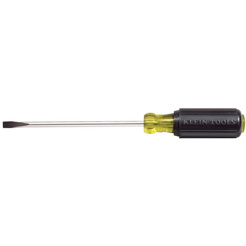 Klein Tools 605-6 1/4-Inch Heavy Duty Cabinet Tip Screwdriver - 6-Inch Professional Screwdriver Made in USA - Perfect for Electrical Work, Cabinet Installation & DIY Home Repairs