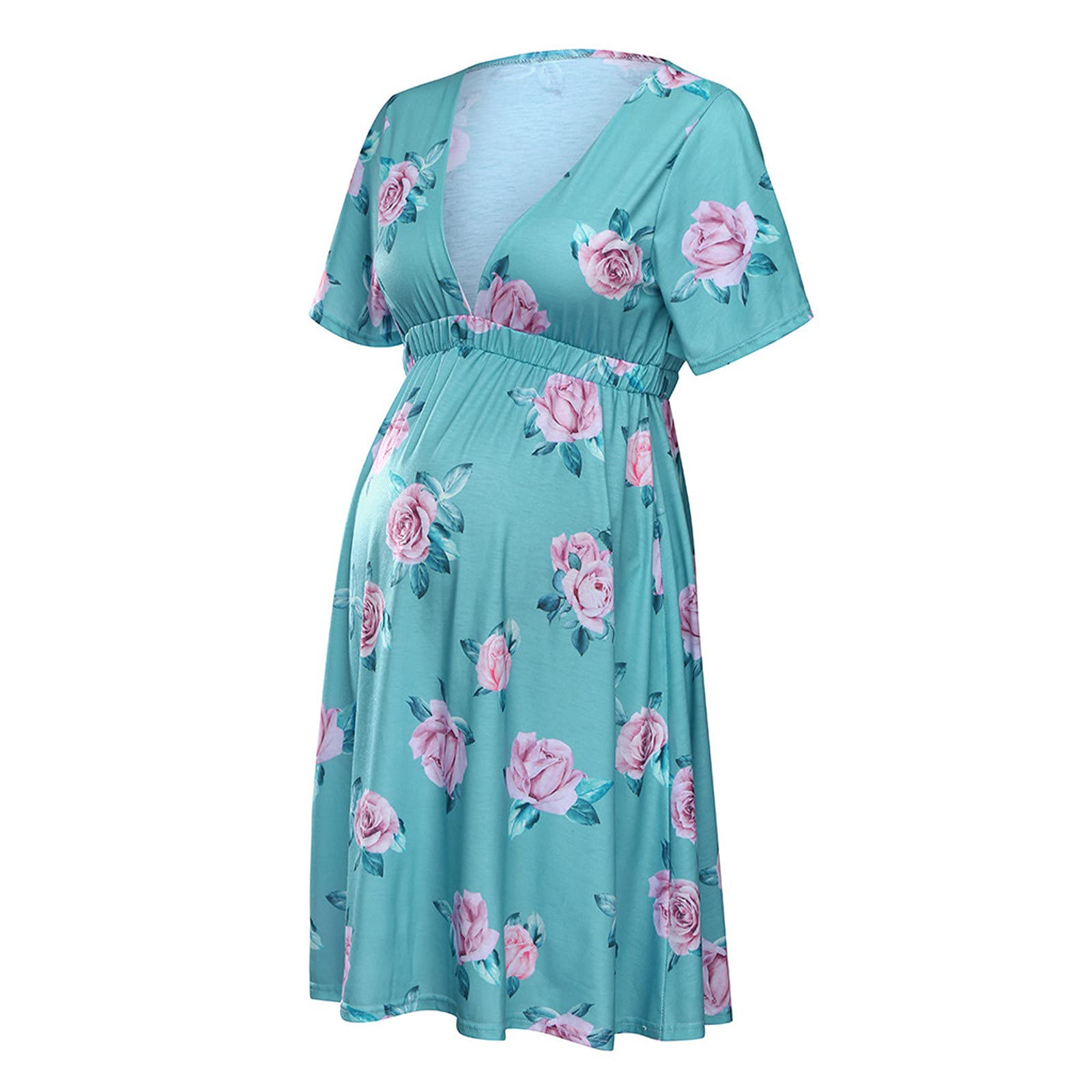 Plus Size Maternity Nursing Dress for Women - Short Sleeve Pregnancy Dress for Summer & Spring - Comfortable Casual Nursing Wear for Baby Shower & Daily Use