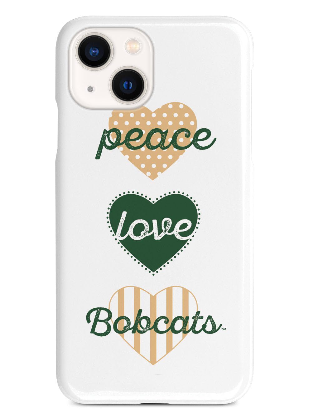 3D Textured iPhone 15 Plus Case with Rubber Bumper - Protective Phone Cover for Apple iPhone 15 Plus - Peace Love Bobcats Ohio University Design - Perfect for College Students and Alumni Gameday & Campus Life