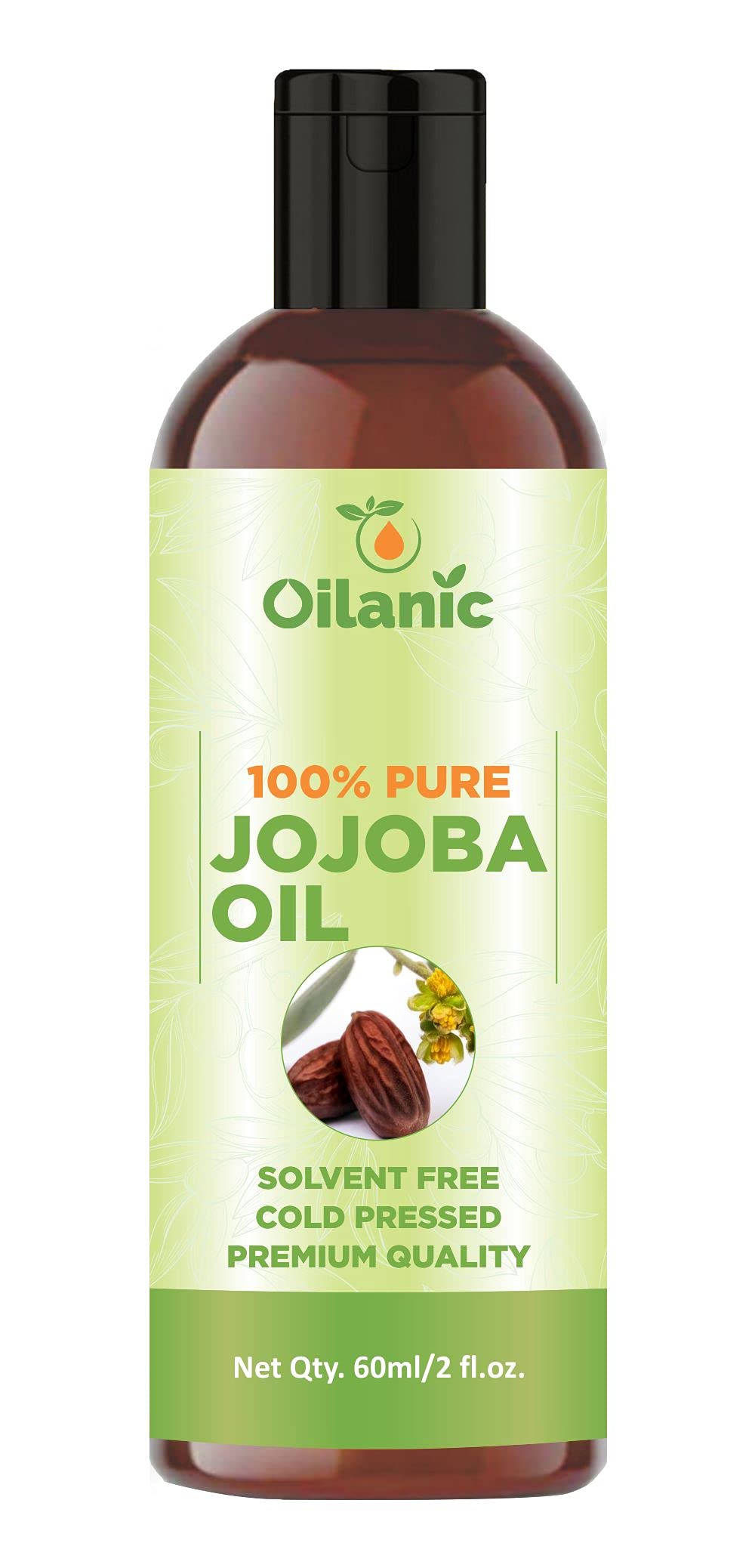 Oilanic 100% Pure Natural Jojoba Oil for Face, Hair & Skin Care - 60ml (2oz) Cold Pressed Unrefined Moisturizer - Perfect for Dry Skin, Acne Treatment & Hair Growth