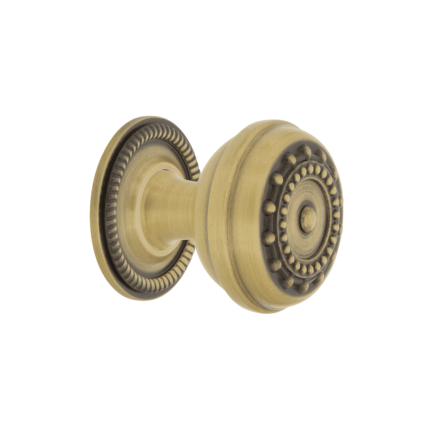 Antique Brass 1 3/8 Inch Cabinet Knob with Rope Rose Design - Vintage Style Drawer Pulls for Kitchen Cabinets, Dressers & Furniture Hardware (Set of 10) - Perfect for Home Renovation and DIY Projects