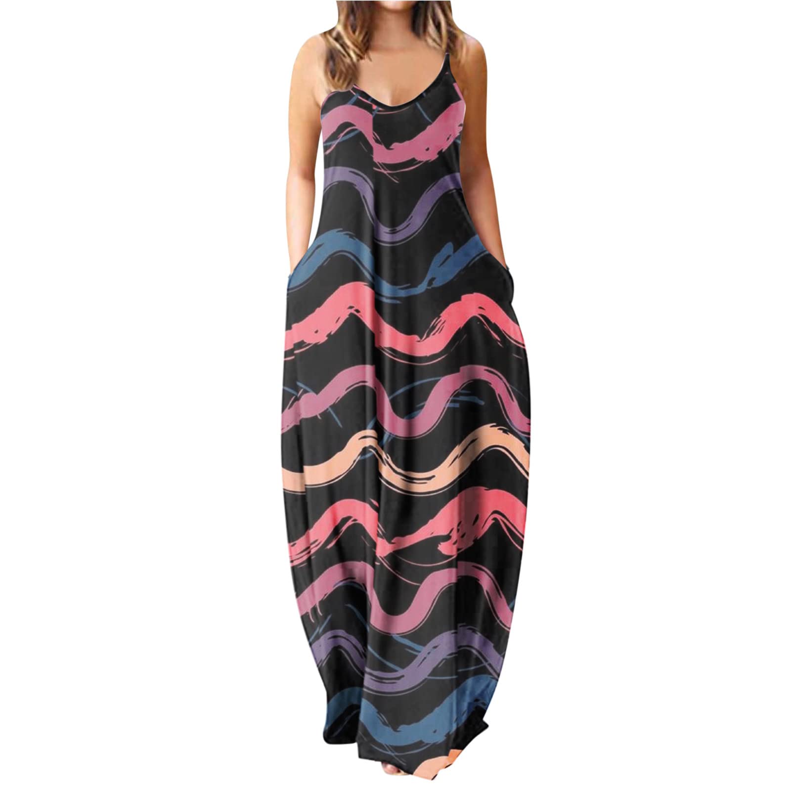 Plus Size Floral Gradient Print Sleeveless Maxi Dress for Women - Loose Fit Casual Long Tunic Dress for Summer, Beach, Vacation & Special Occasions