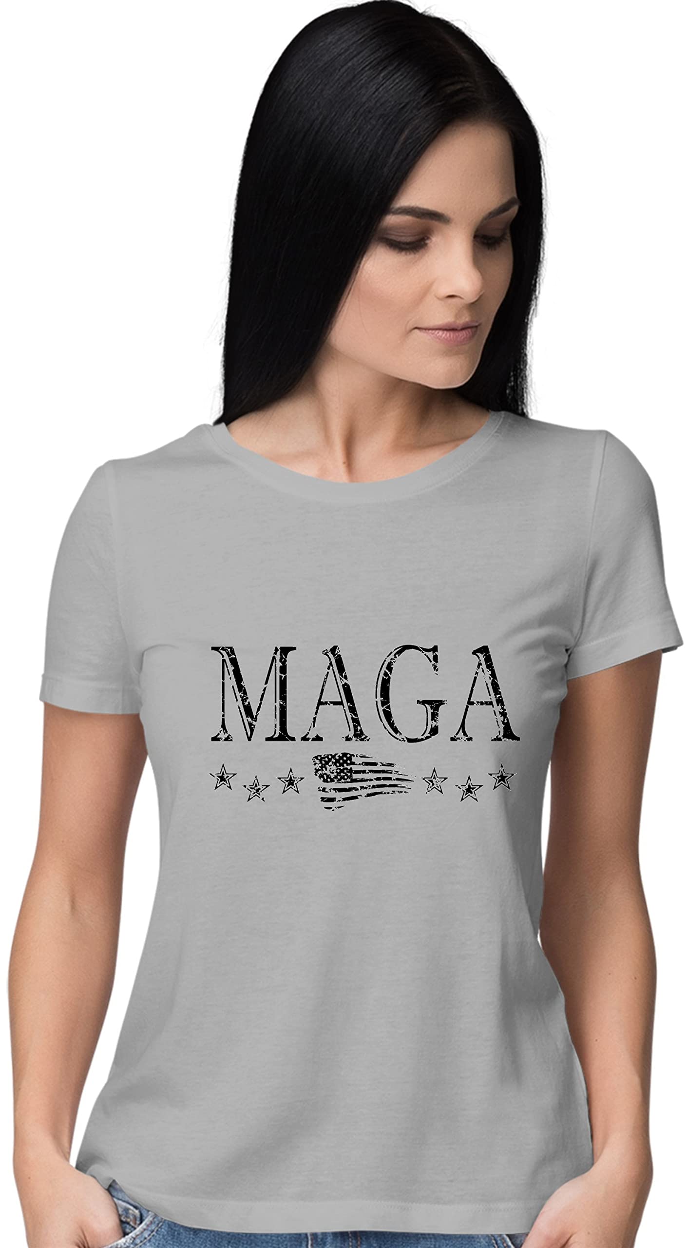 Women's MAGA America First T-Shirt - Patriotic Political Tee for Trump Supporters | Great for Rallies, Campaign Events & Conservative Gatherings