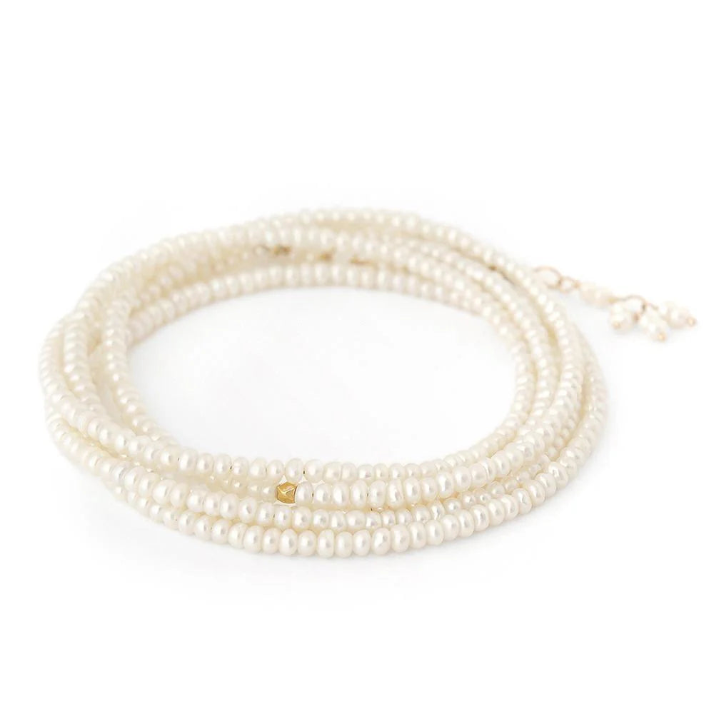 Anne Sportun Pearl Wrap Bracelet & Necklace Set - Elegant Adjustable Pearl Jewelry for Women | Perfect for Weddings, Parties & Special Occasions