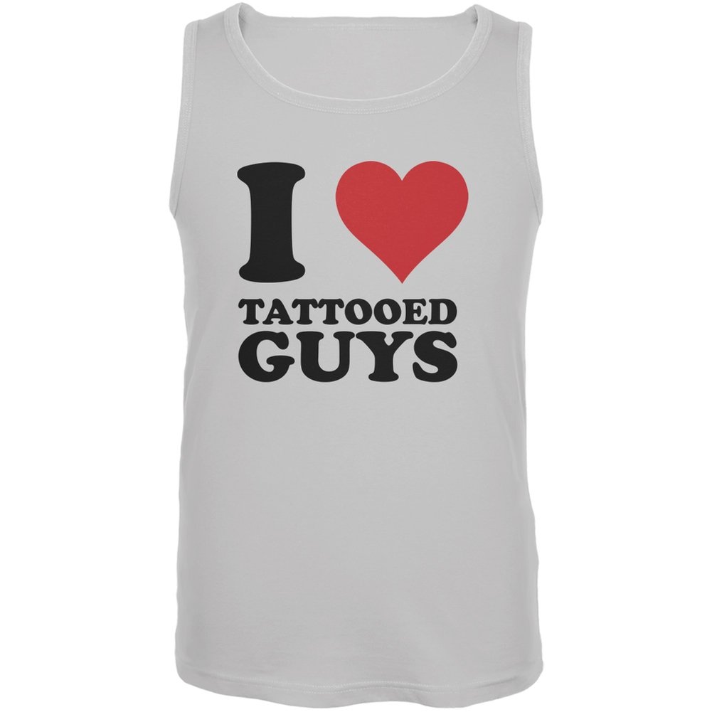 Old Glory Patriotic I Heart Tattooed Guys White Men's Tank Top - Perfect for 4th of July, BBQ Parties & Summer Outings