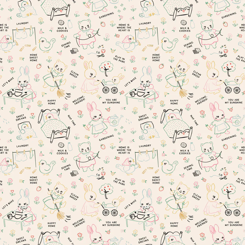 Poppie Cotton Fabric by the Yard - Soft & Durable Home Sweet Home Collection for Quilting, Sewing & DIY Crafts | Perfect for Home Decor, Apparel & Upholstery