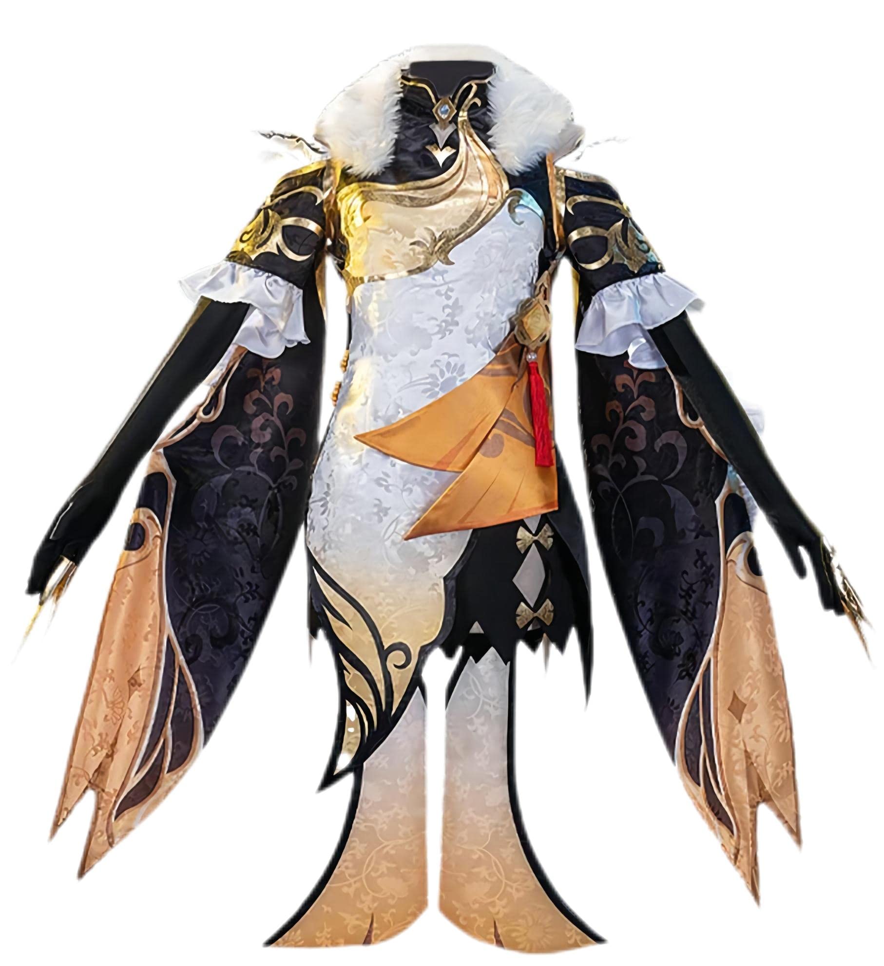 MonWel Genshin Impact Ningguang Cosplay Costume Set - Official Character Outfit with Cloak for Halloween, Conventions & Anime Events