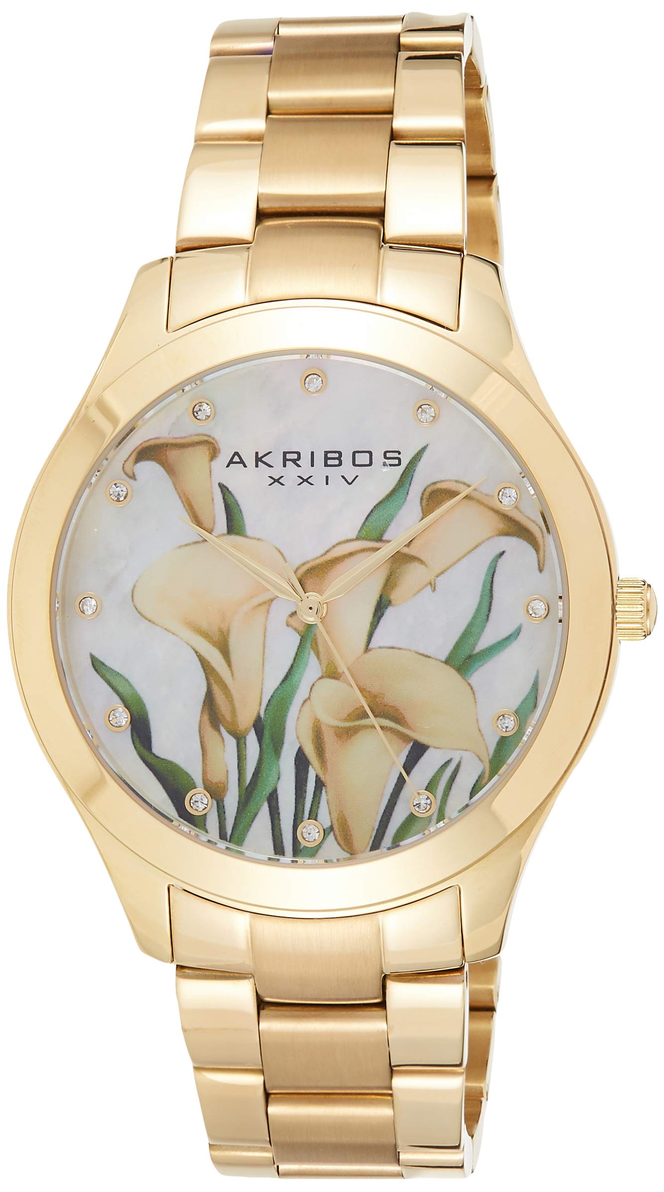 Akribos XXIV Women's Luxury Watch with Genuine Swarovski Crystals & Mother-of-Pearl Dial - Stainless Steel Bracelet Dress Watch for Women - Perfect for Formal Events, Weddings & Special Occasions - AK953