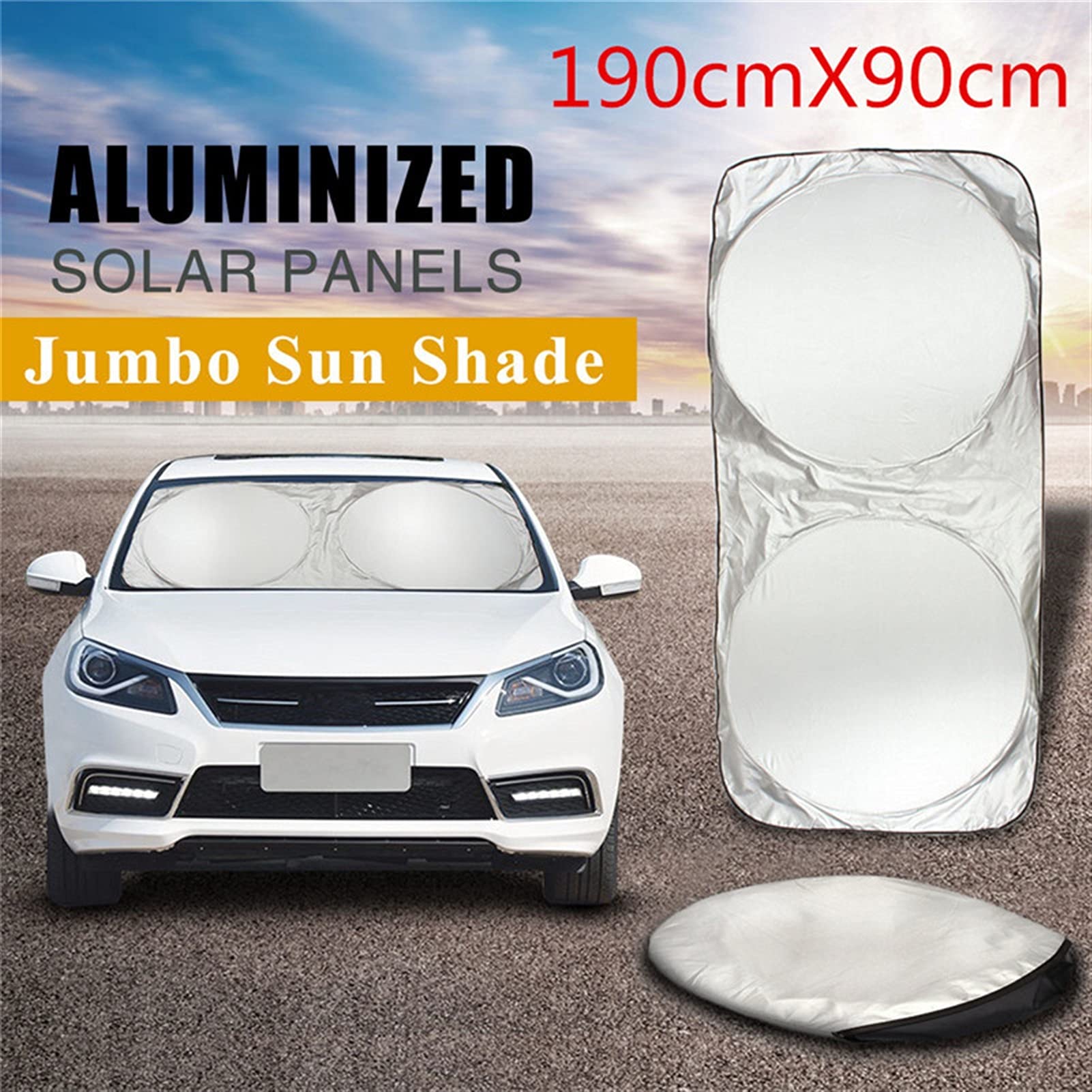 Kengbi 190x90cm Car Sunshade Umbrella - UV Protection Windshield & Window Cover for Front/Rear - Heat Reflector Sun Visor Protector | Perfect for Summer Parking & Road Trips