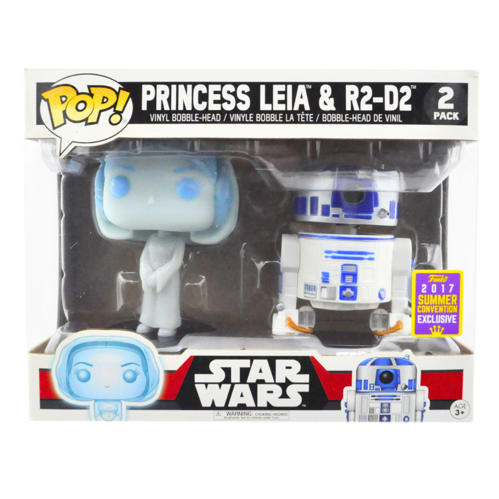 Funko Pop! Star Wars Princess Leia & R2-D2 Holographic 2-Pack - 2017 Summer Convention Exclusive Collectible Figures for Display & Gift Giving