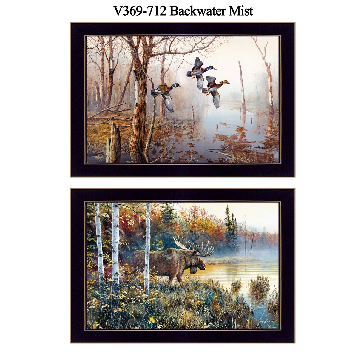 Jim Hansen Backwater Mist Collection - Ready to Hang Framed Wall Art for Living Room, Bedroom & Office Decor