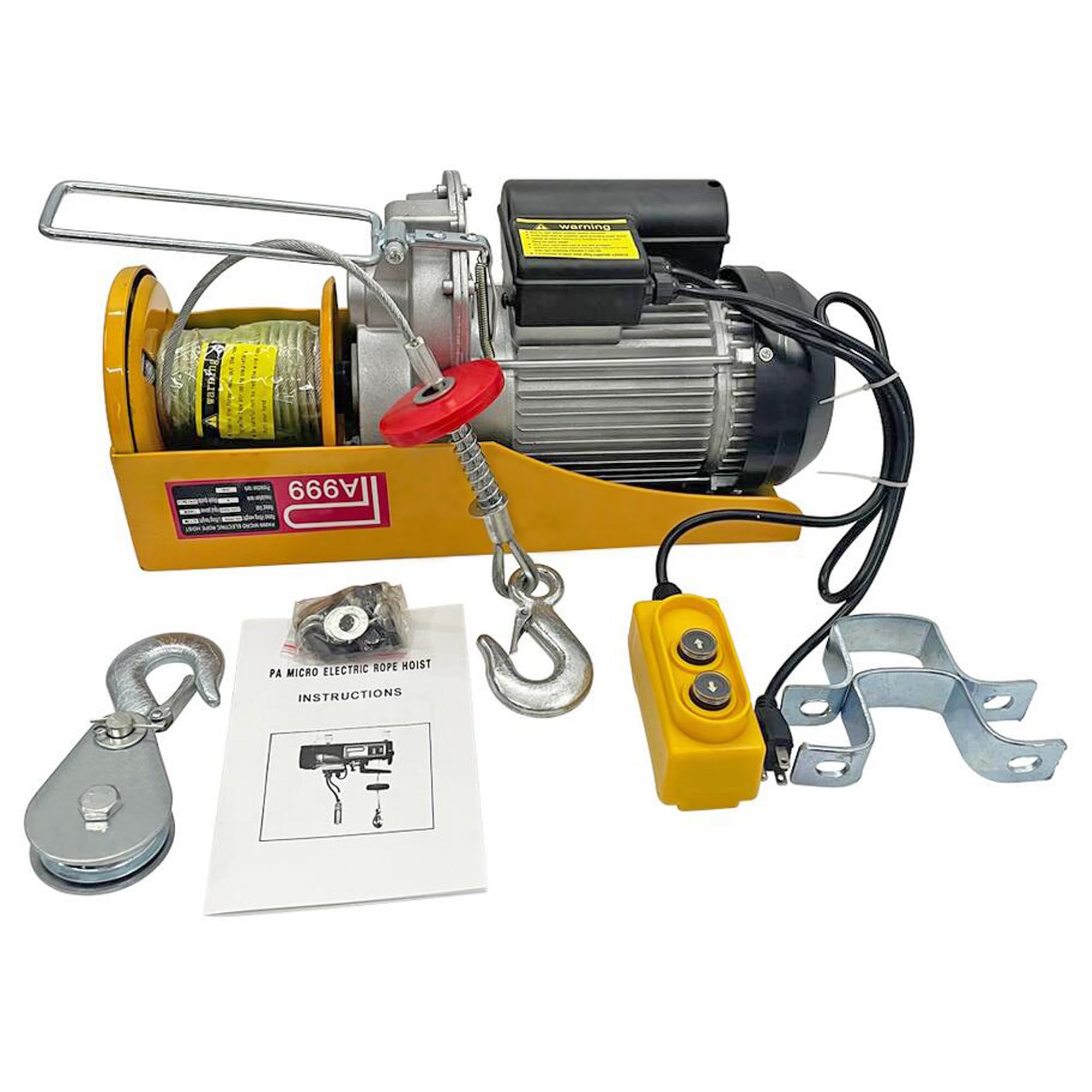 INTSUPERMAI 2000 lbs Electric Hoist Crane - Heavy Duty Overhead Lift Winch with Wire Rope, 220V Garage Ceiling Pulley System for Workshop, Construction, and Automotive Repair