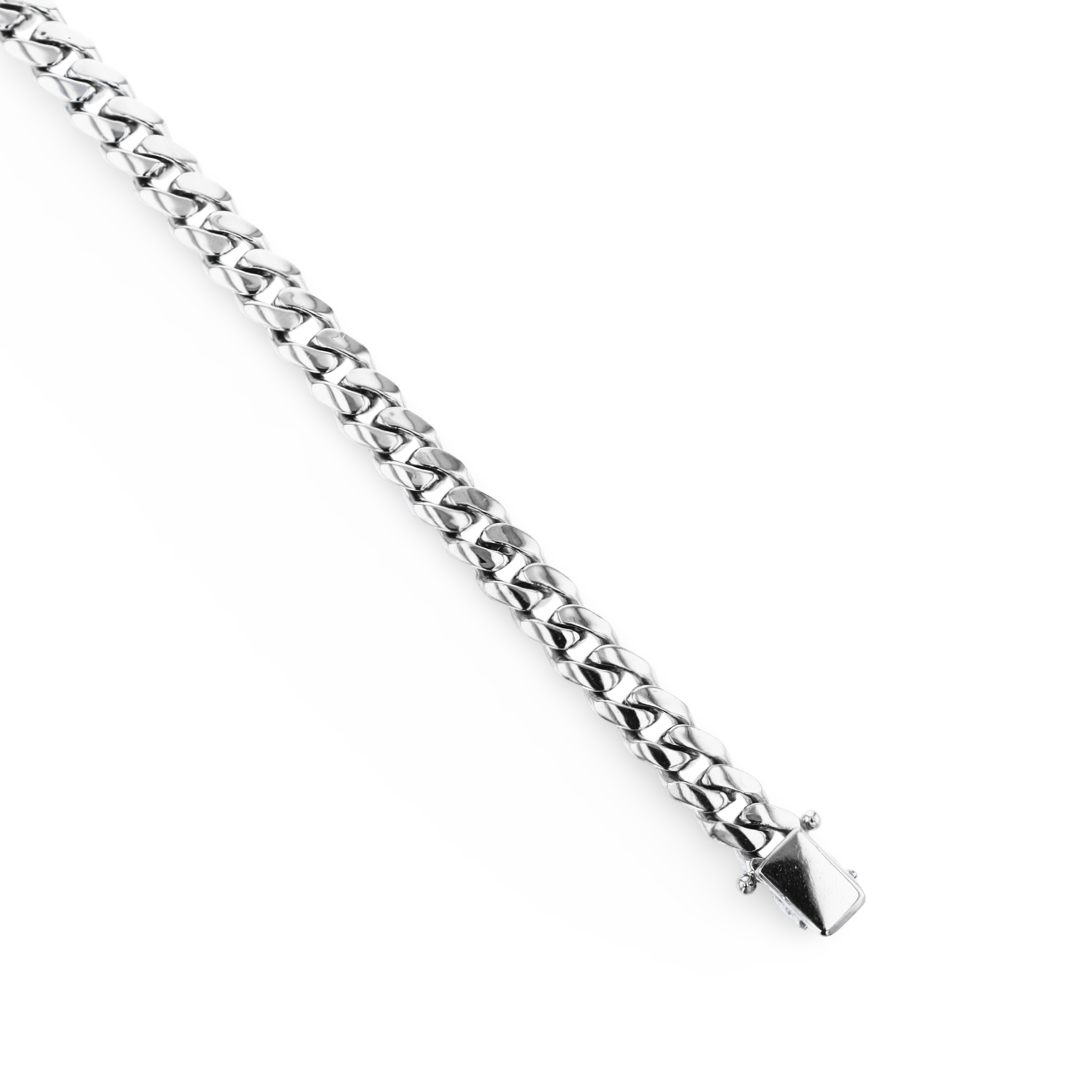 14K White Gold 7mm Cuban Link Bracelet for Men - Luxury Hip Hop Jewelry Gift for Birthday, Anniversary & Special Occasions