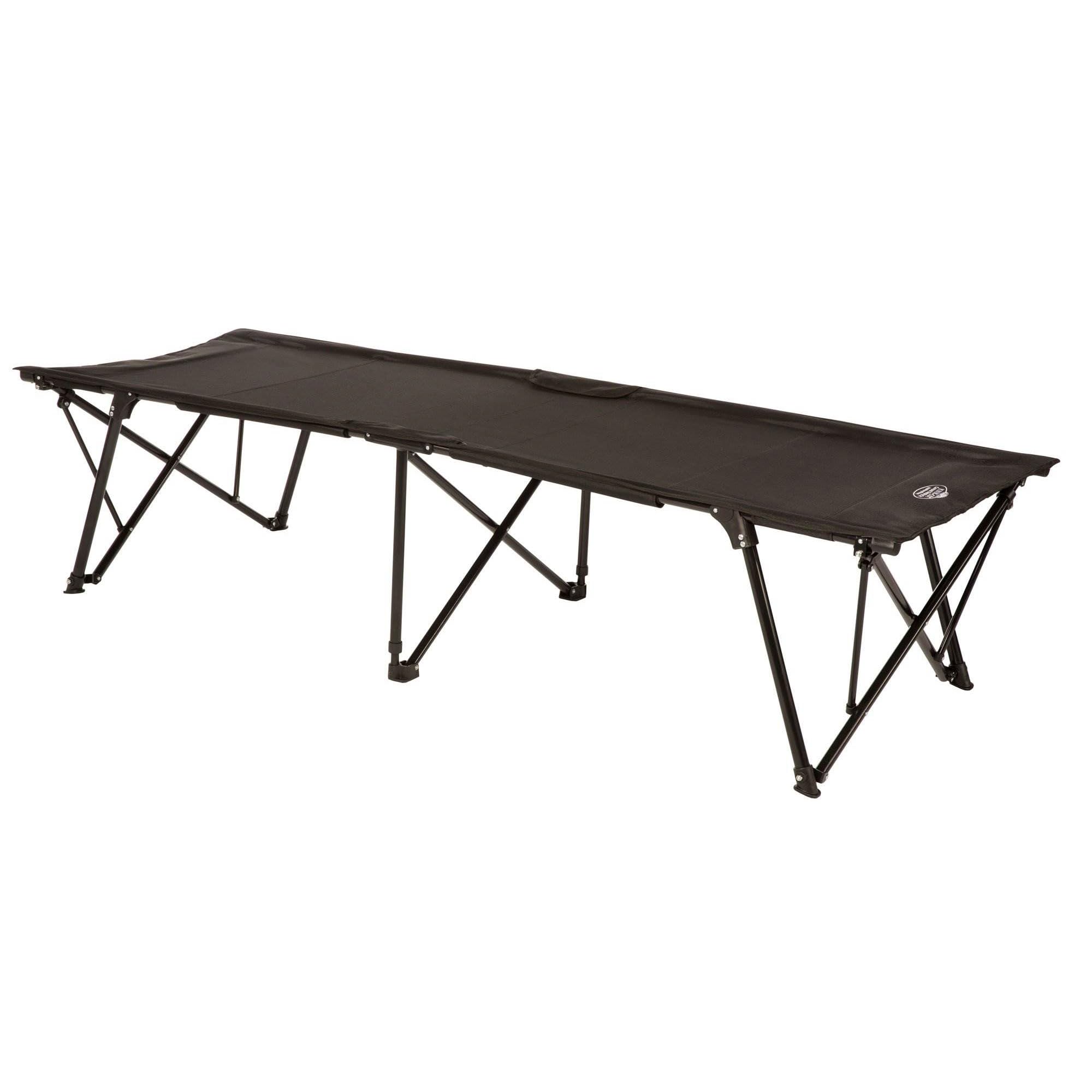 Kamp-Rite Standard Kwik Cot - Quick Setup 1-Person Camping Cot with Side Storage Pockets & Hammock - Portable Folding Bed with 600D Carry Bag (Black) - Perfect for Camping, Backpacking, and Outdoor Adventures