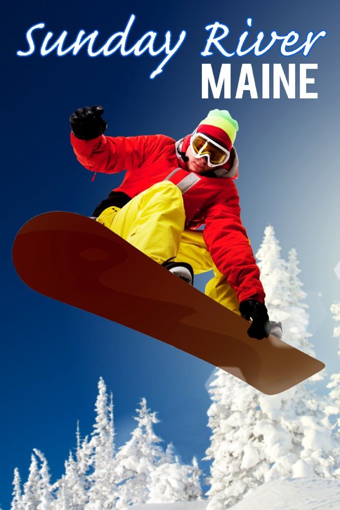 Sunday River Maine Snowboarder Art Print - 36x54 Giclee Gallery Quality Travel Poster for Wall Decor | Perfect for Ski Lodge, Mountain Cabin & Winter Sports Enthusiast Home Decor