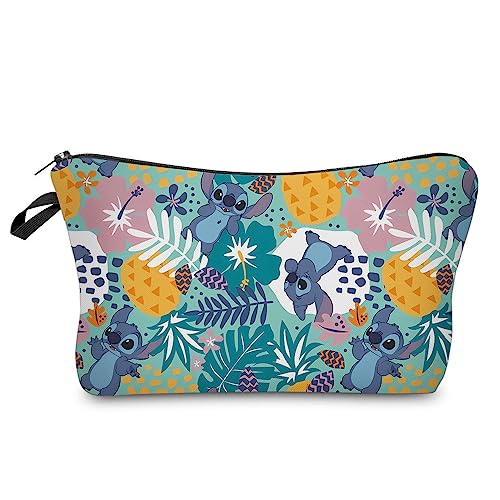Waterproof Stitch Cosmetic Bag for Women - Small Travel Makeup Pouch Toiletry Organizer | Perfect for Travel, Gym & Daily Use (Stitch Design)