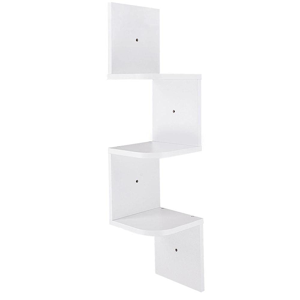 VeahUS 3-Tier Zig Zag Floating Wall Shelf - Corner Wooden Display Shelf for Home, Bathroom, Bedroom & Office Decor - Space-Saving Storage Solution for Books, Plants & Decorative Items