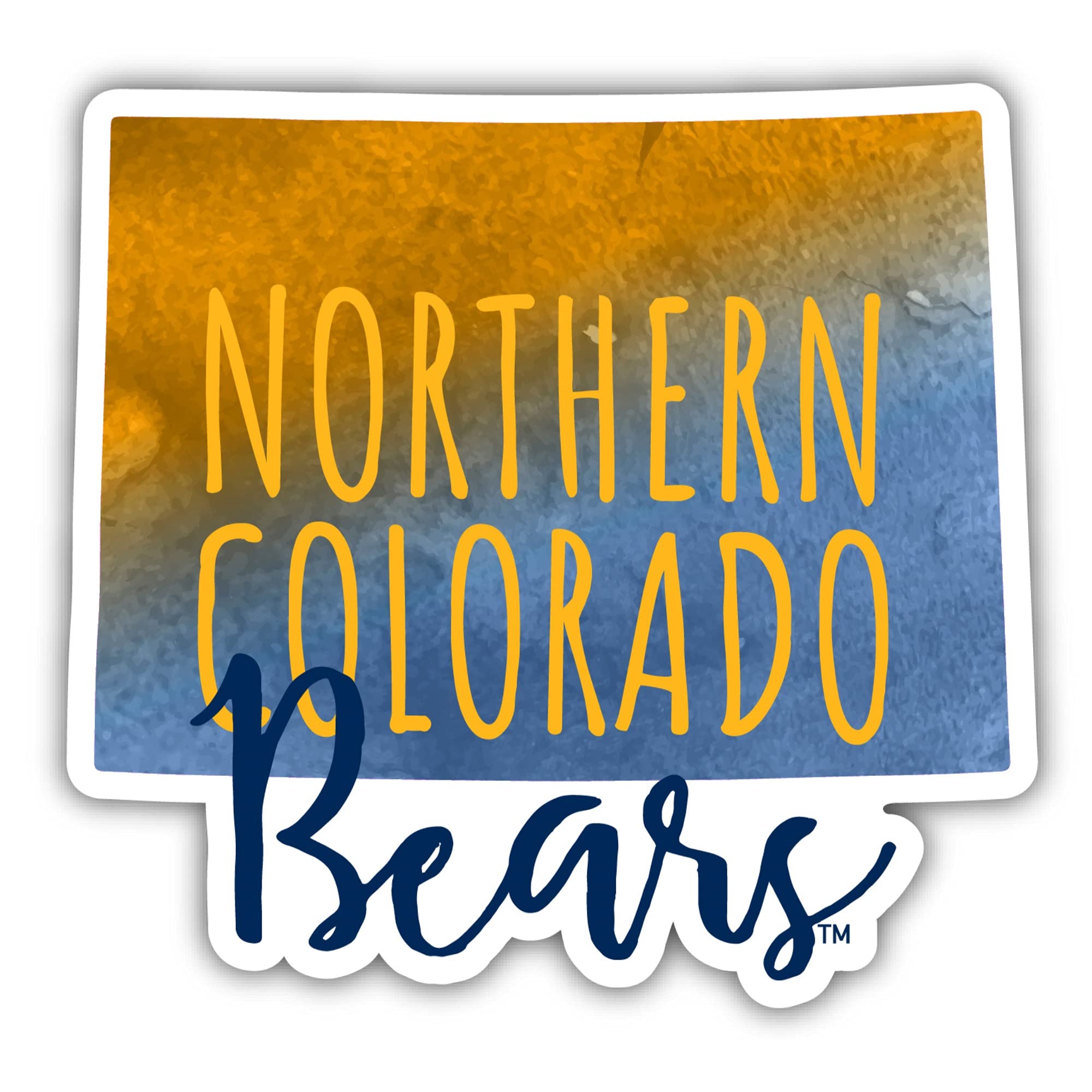 Northern Colorado Bears Watercolor State Die Cut Decal Stickers - 2 Inch 4 Pack - Perfect for Laptops, Cars, Tumblers & DIY Crafts
