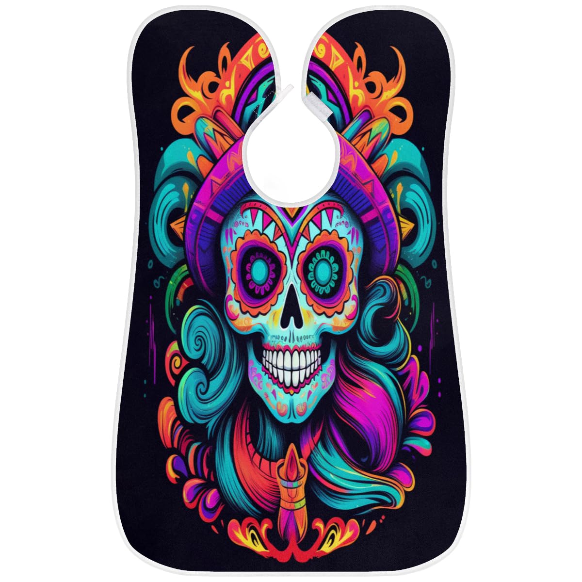 Mexican Skull Pattern Beard Shaving Bib for Men - Waterproof Hair Dye Apron & Barber Cape for Haircut, Makeup & Tattoo Artist Accessories - Sink Hair Catcher & Beard Trimming Tool - Perfect for Salon, Home Grooming & Halloween Costumes