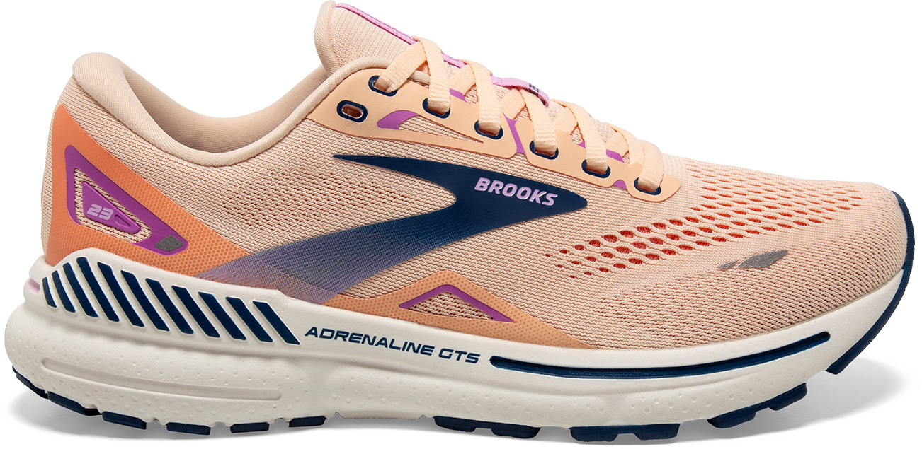 Women's Adrenaline GTS 23 Running Shoes - Breathable Mesh, Cushioned Support for Women (Apricot/Estate Blue/Orchid) | Perfect for Jogging, Gym Workouts & Daily Walking