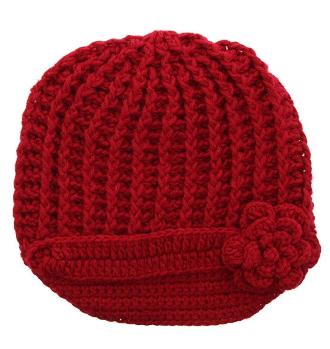 Women's Winter Warm Hand Knit Visor Beanie Hat with Crochet Flower Design - Stylish Knitted Cap for Cold Weather, Outdoor Activities & Fashion Accessories