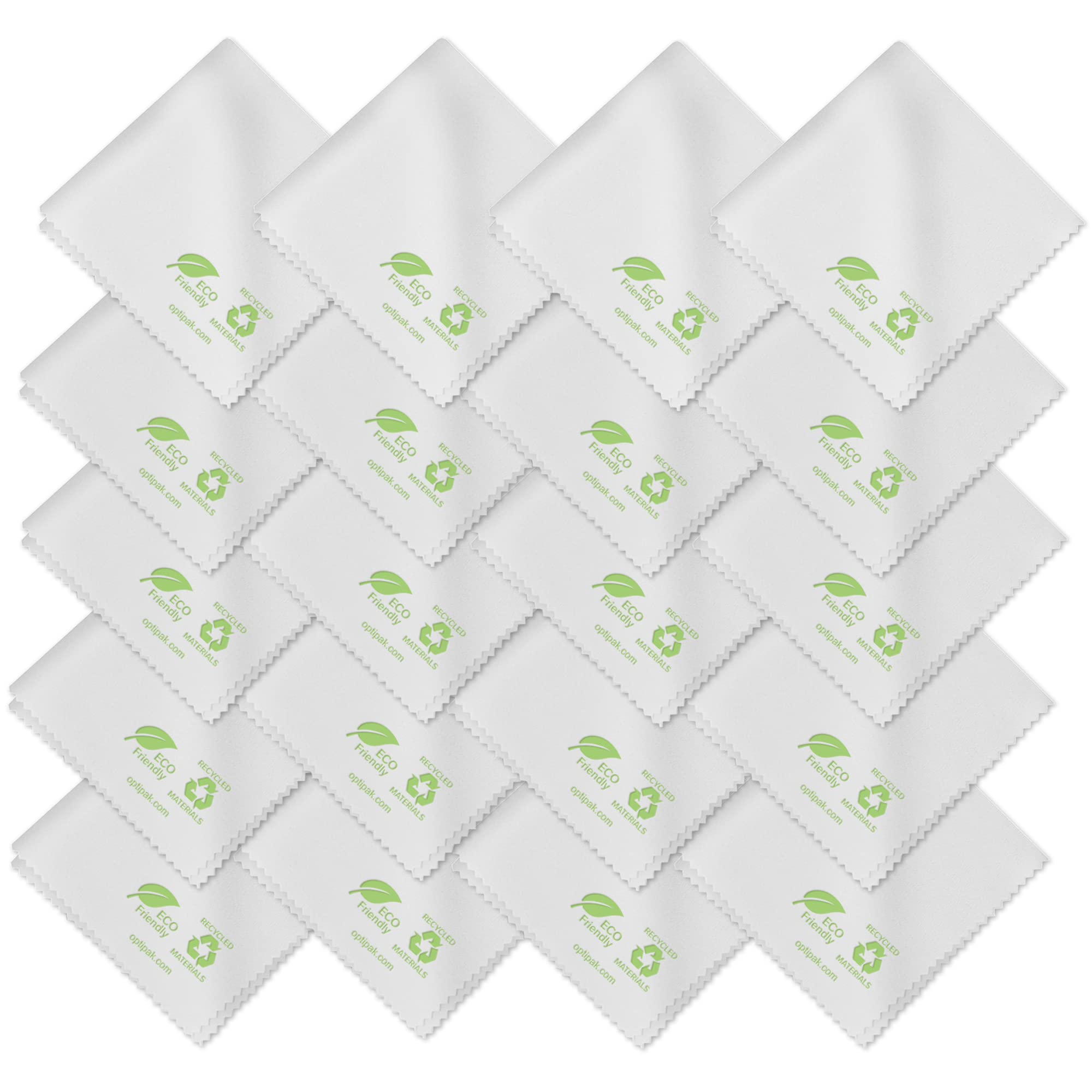 OPTIPAK Eco-Friendly Microfiber Glasses Cleaning Cloth - 20 Pack for Eyeglasses, Camera Lens, Electronics, Computer Screens, and Glass Surfaces - Perfect for Home, Office, and Travel Use