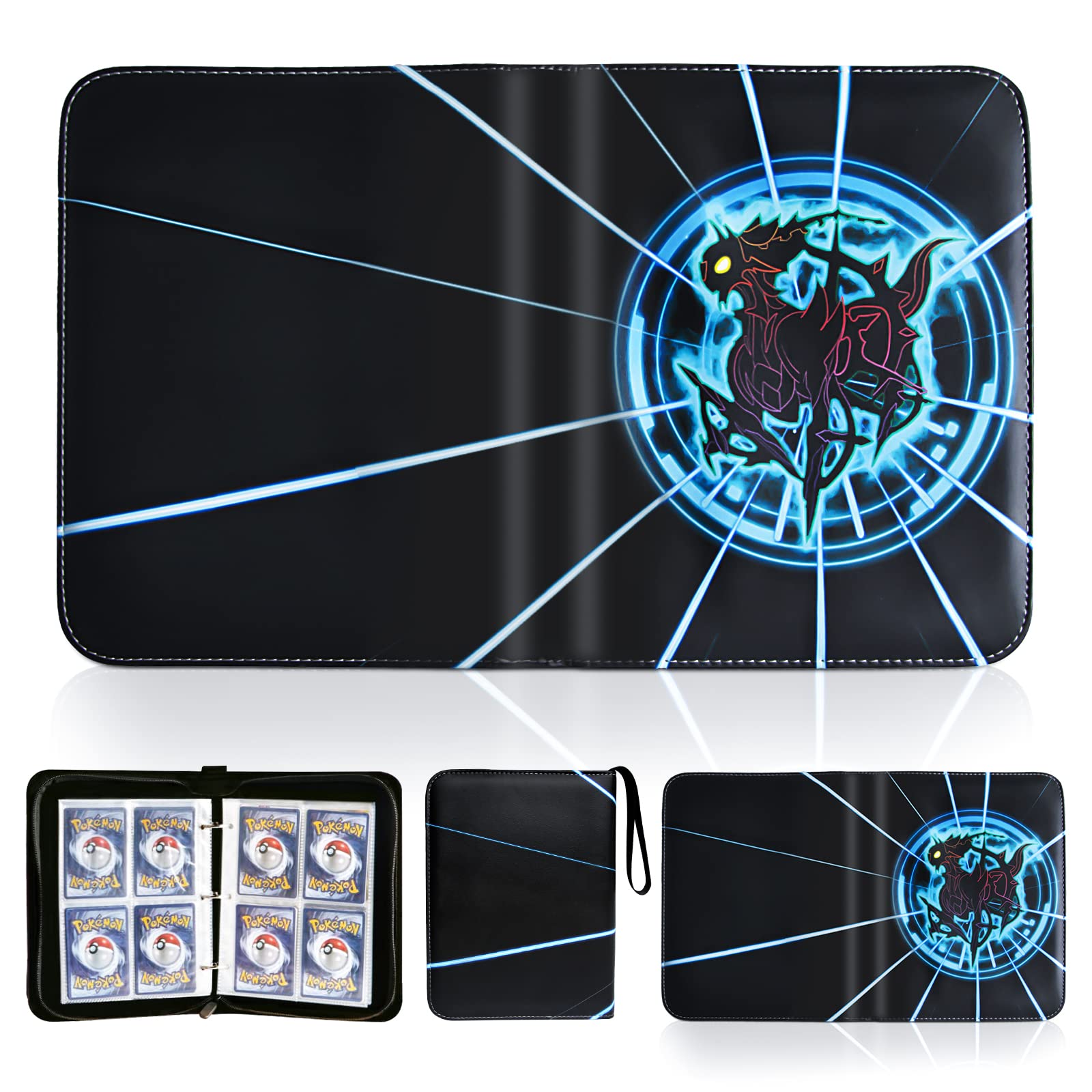CONNOO 4 Pocket Trading Card Binder - Holds 400 Cards with 50 Removable Sleeves | Baseball, Football & Basketball Card Organizer | Perfect for Collectors, Kids & Sports Fans | Great for Storage, Trading & Display